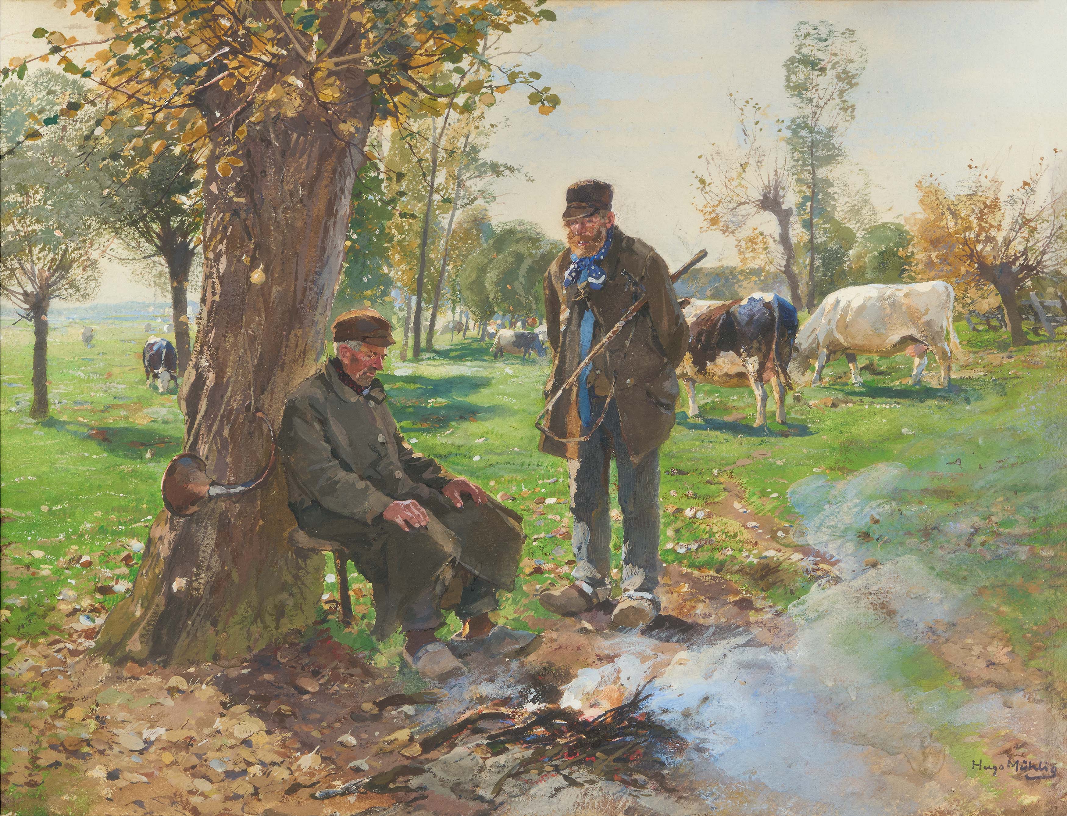 Hugo Muehlig - Mittagspause auf der Weide, 75099-2, Van Ham Kunstauktionen