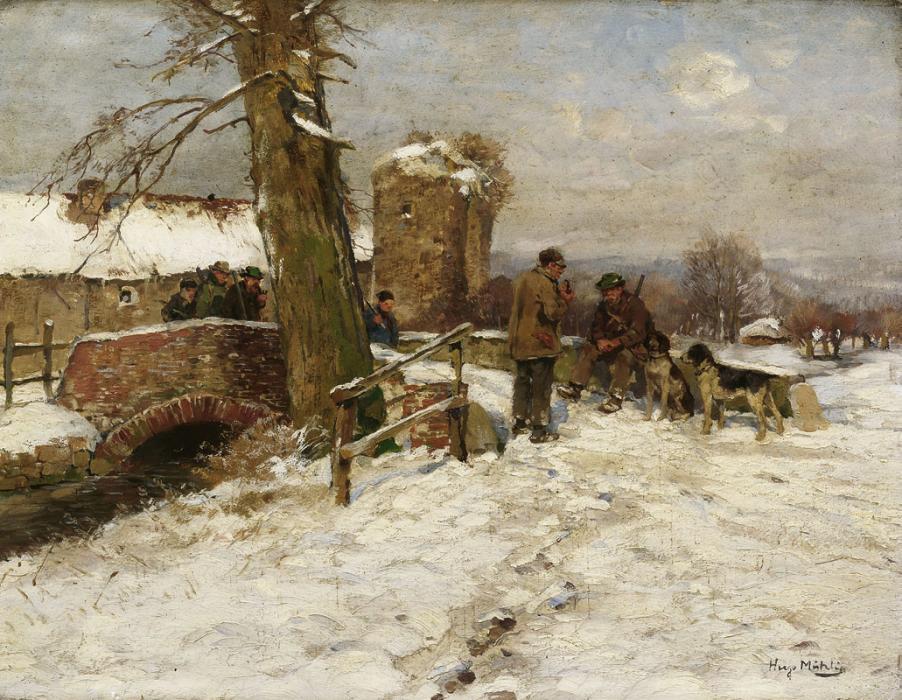 Hugo Muehlig - Bei der winterlichen Hasenjagd, 27553-1, Van Ham Kunstauktionen