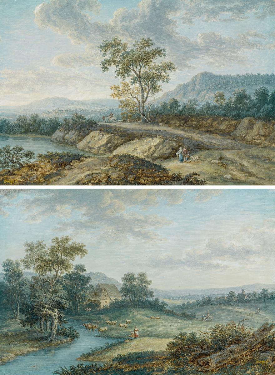 Jacob Buergi - Zwei Gouachen mit Flusslandschaften, 57704-2, Van Ham Kunstauktionen