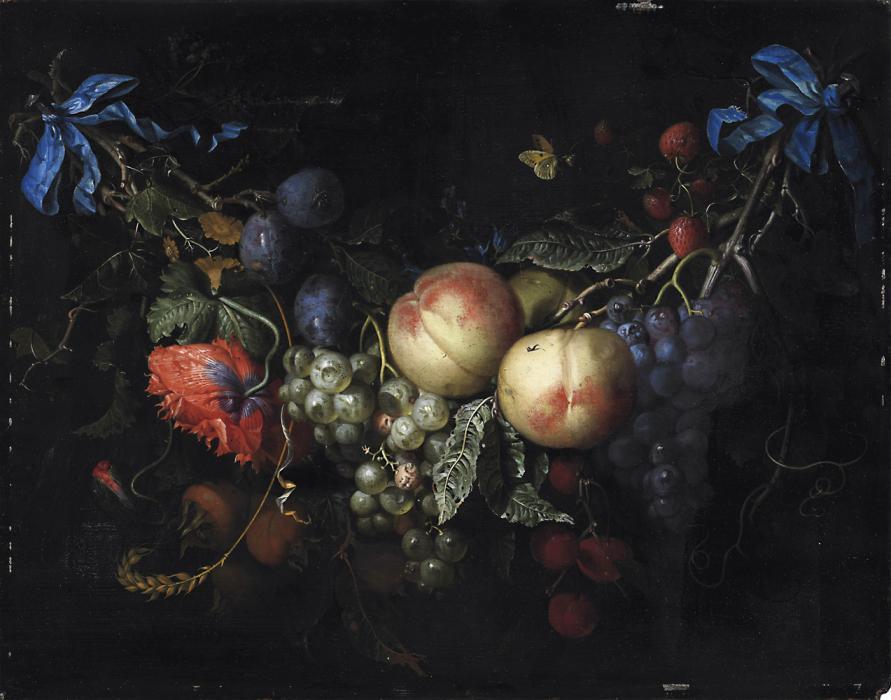 Jacob van Walscapelle - Girlande mit Fruechten und Blumen, 36510-1, Van Ham Kunstauktionen