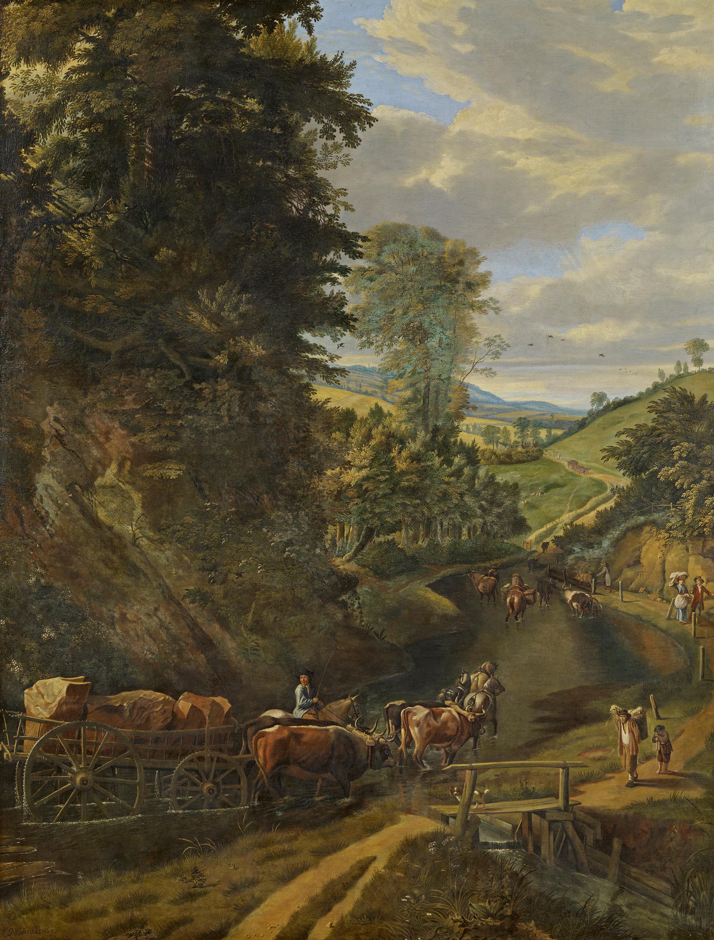 Jan Siberechts - Weite Landschaft mit einem mit Steinen beladenen Fuhrwerk, 68416-24, Van Ham Kunstauktionen