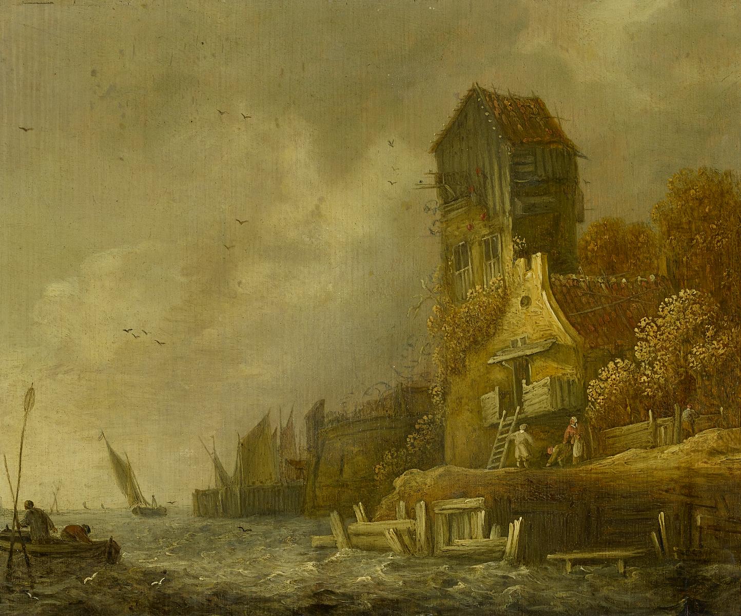 Jan van Goyen - Flusslandschaft mit angrenzendem Turm und Hafenanlage, 58465-1, Van Ham Kunstauktionen