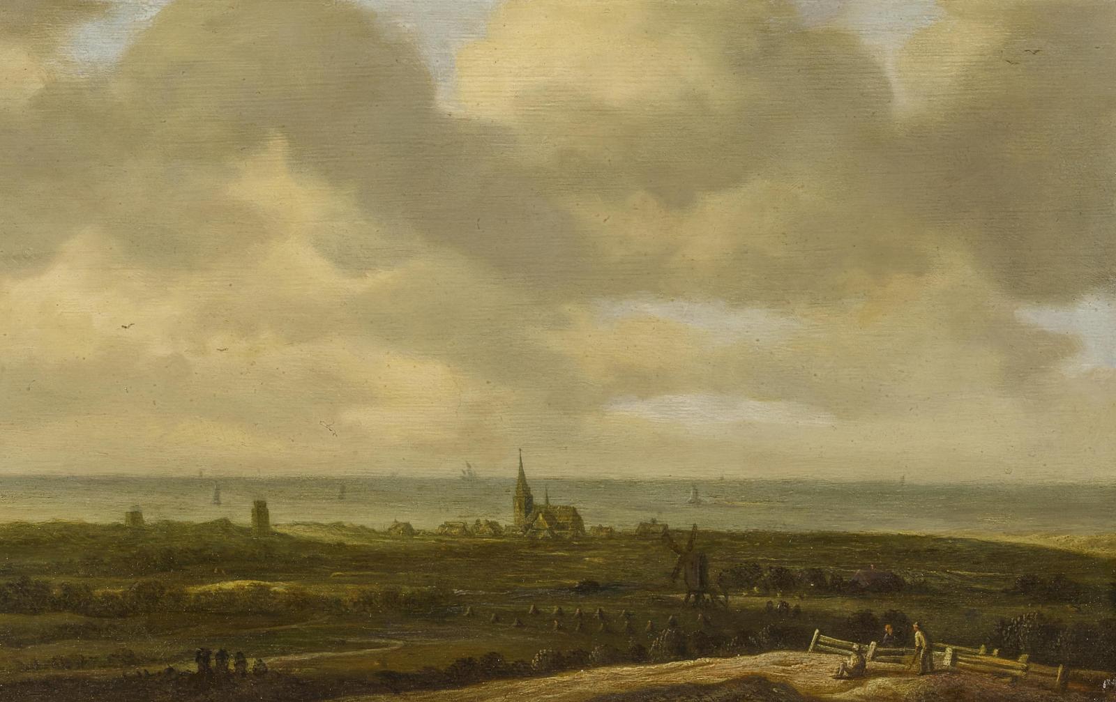 Jan van Goyen - Weite hollaendische Landschaft mit Kirchdorf an der Kueste, 64564-14, Van Ham Kunstauktionen