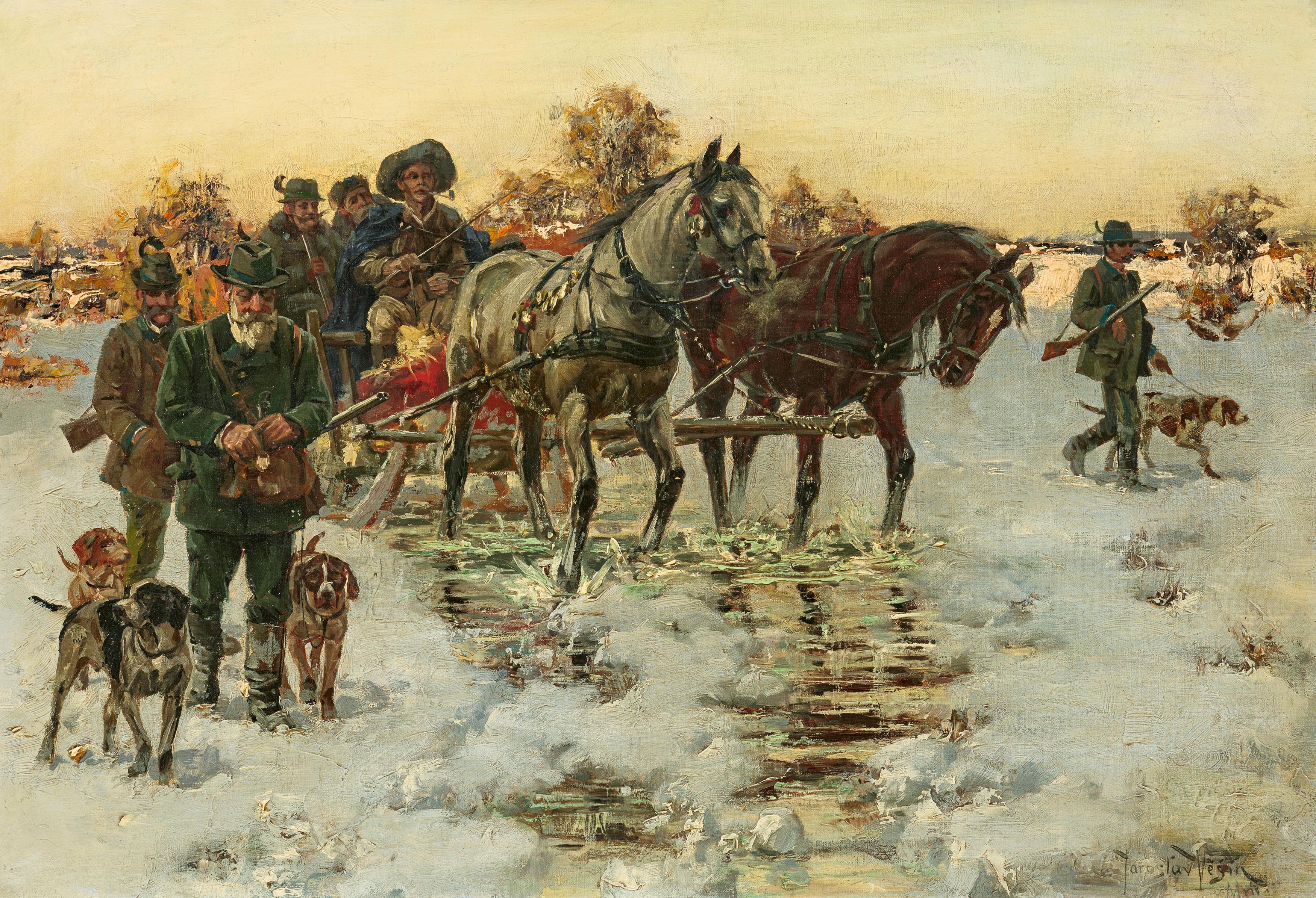 Jaroslav Fr Julius Vesin - Aufbruch zur Jagd, 81679-1, Van Ham Kunstauktionen