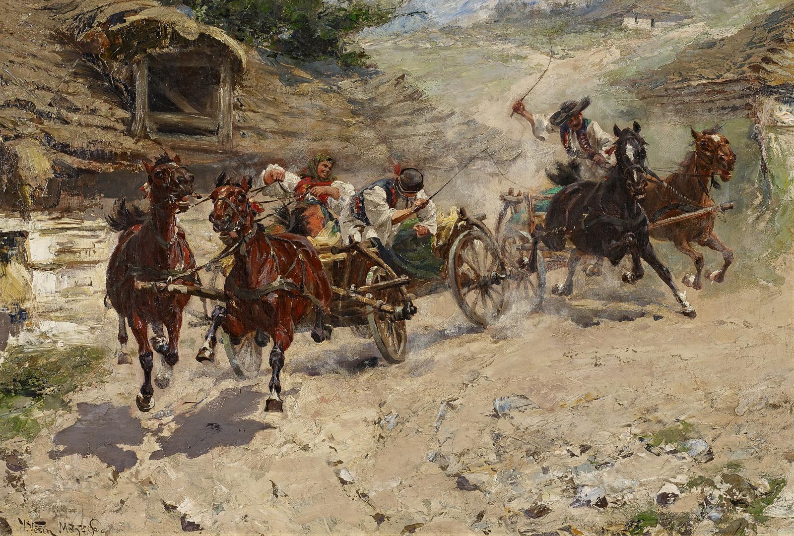 Jaroslav Fr Julius Vesin - Wettfahrt zweier Kutschen, 60838-1, Van Ham Kunstauktionen