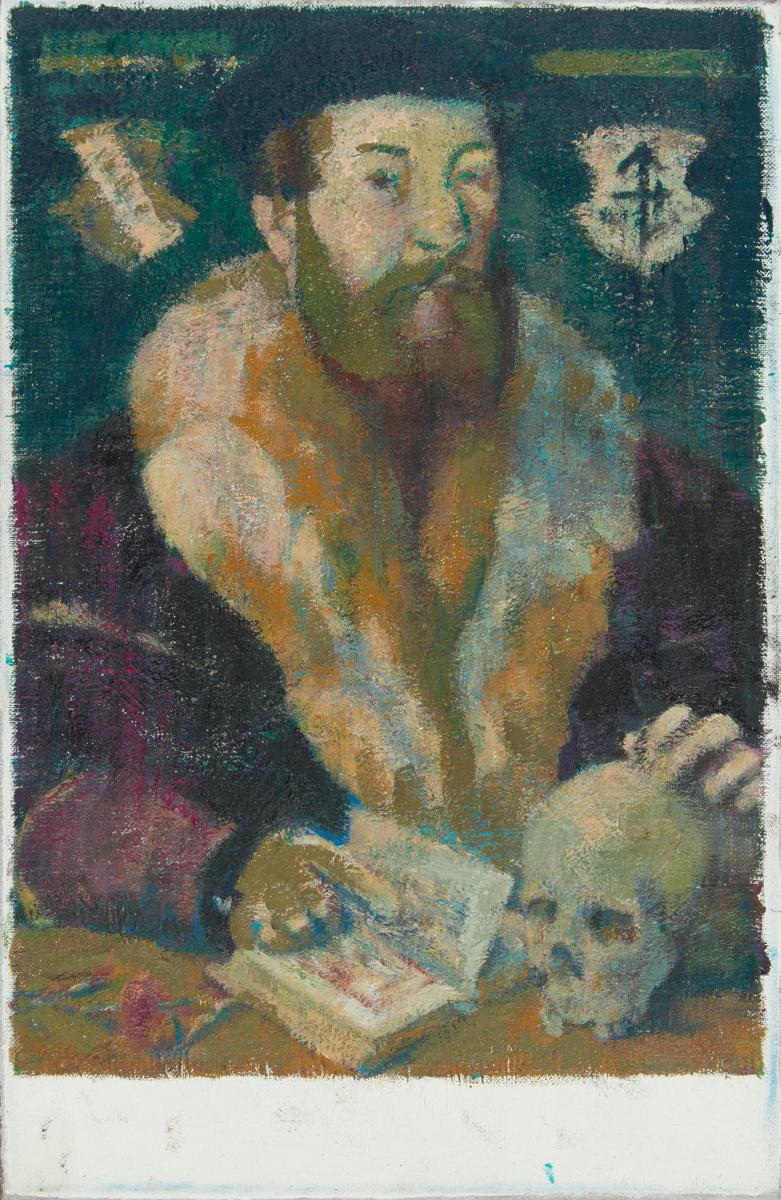 Jochen Plogsties - 613 Portrait eines Herrn mit Schaedel und Buch nach Hermann tom Ring 1521 - 1596, 300001-3433, Van Ham Kunstauktionen