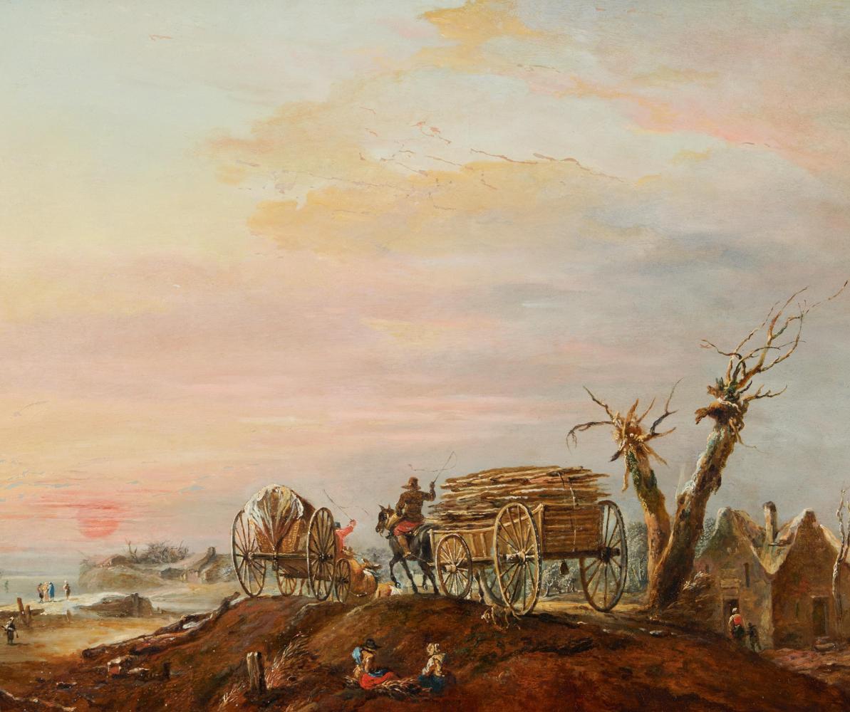 Johann Christian Brand - Winterabend mit heimkehrenden Holzfaellern, 68416-2, Van Ham Kunstauktionen
