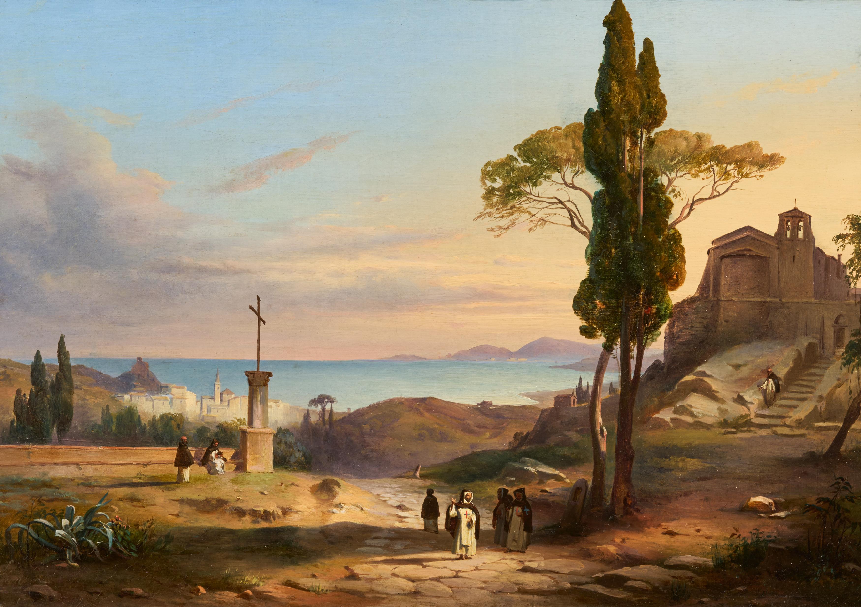 Johann Wilhelm Schirmer - Landschaft mit Kloster im suedlichen Italien, 77316-13, Van Ham Kunstauktionen