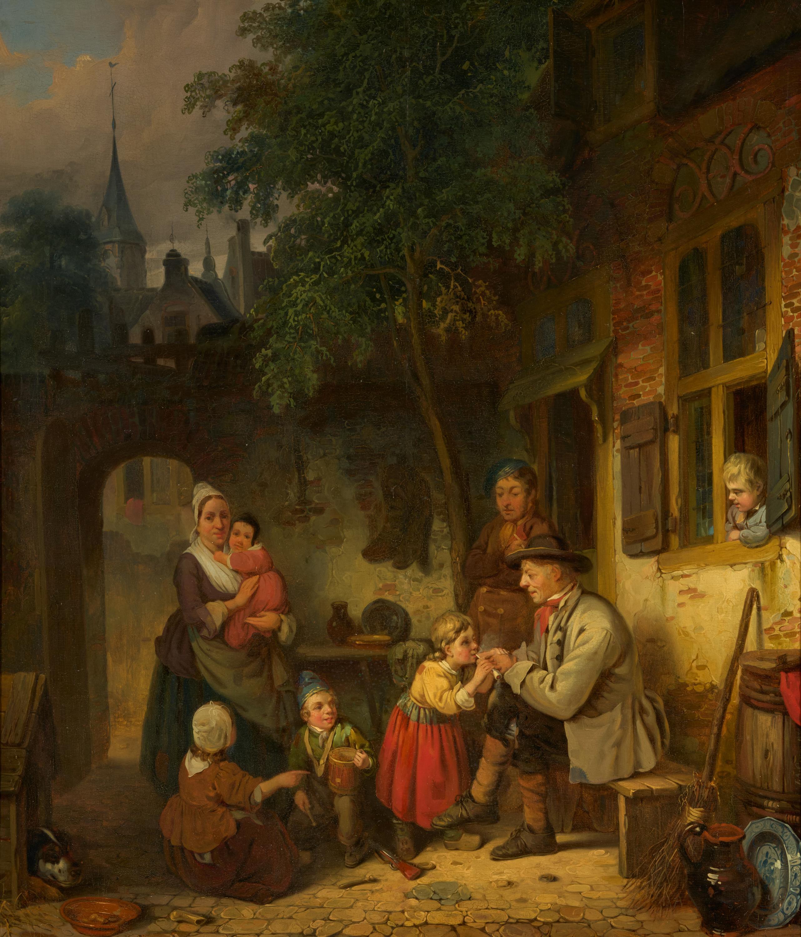 Johannes Antonius Canta - Familie im Hof hinter dem Haus, 76019-9, Van Ham Kunstauktionen