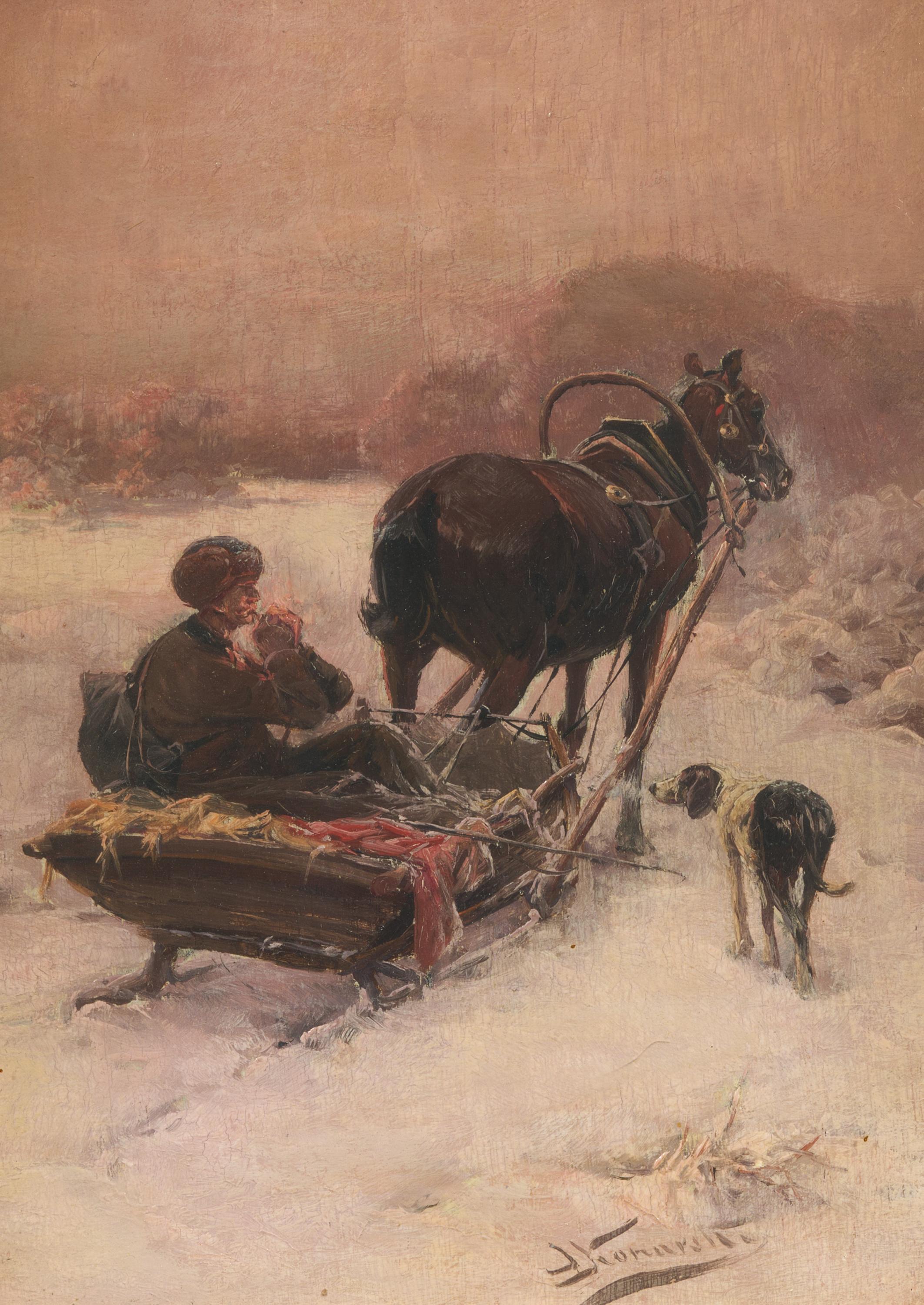 Joseph Konarski - Bauer auf einem Pferdeschlitten, 73751-2, Van Ham Kunstauktionen