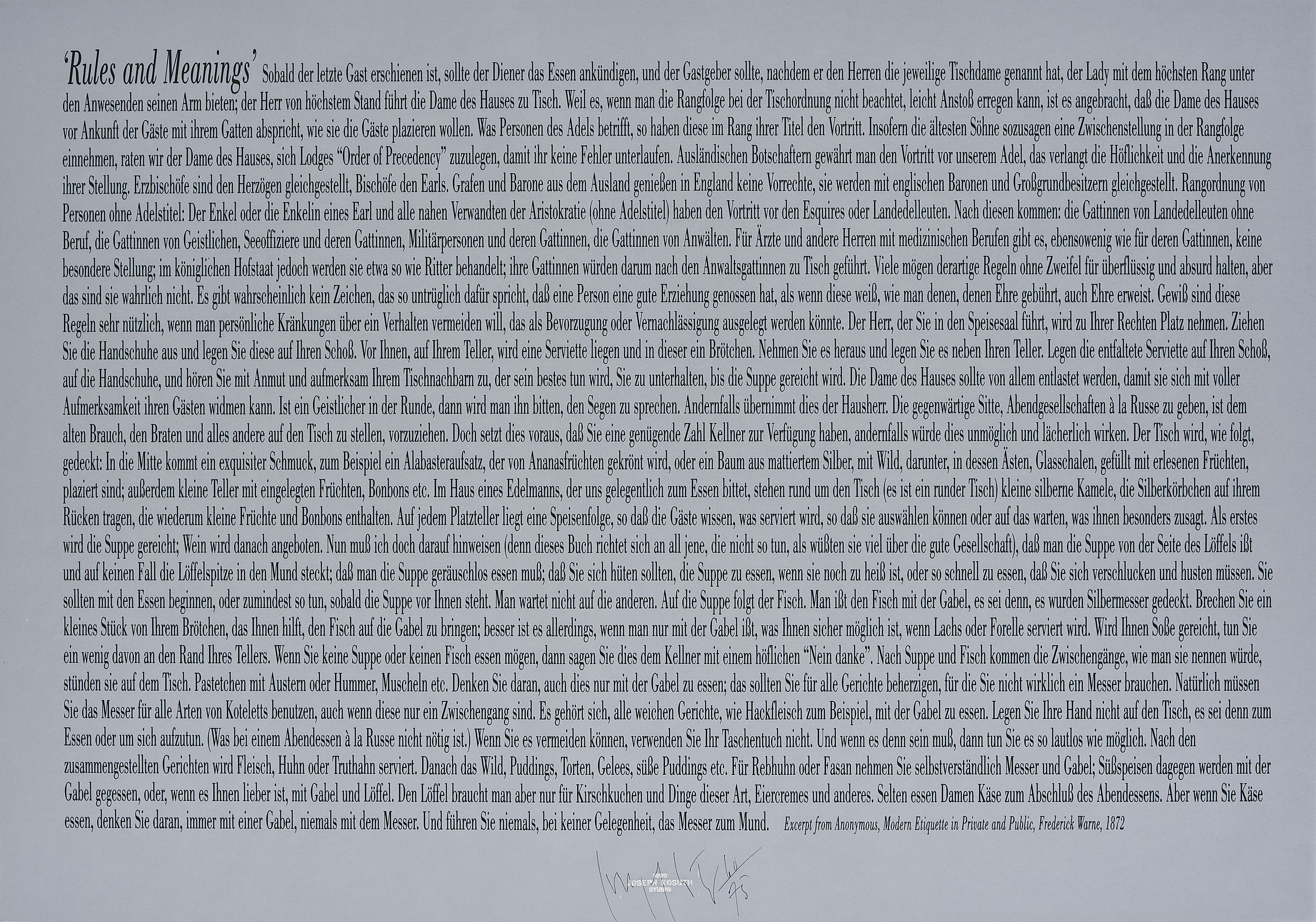 Joseph Kosuth - Rules and Meanings, 73128-16, Van Ham Kunstauktionen