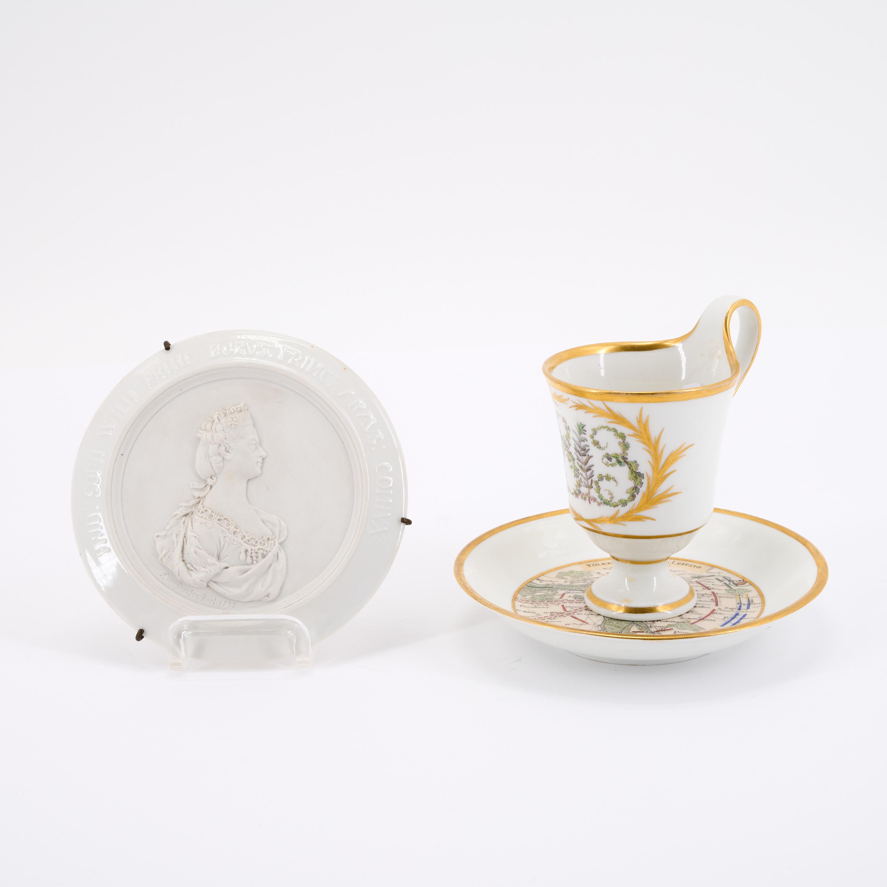KPM - Gedenktasse der Voelkerschlacht bei Leipzig mit passender Untertasse, 81597-4, Van Ham Kunstauktionen