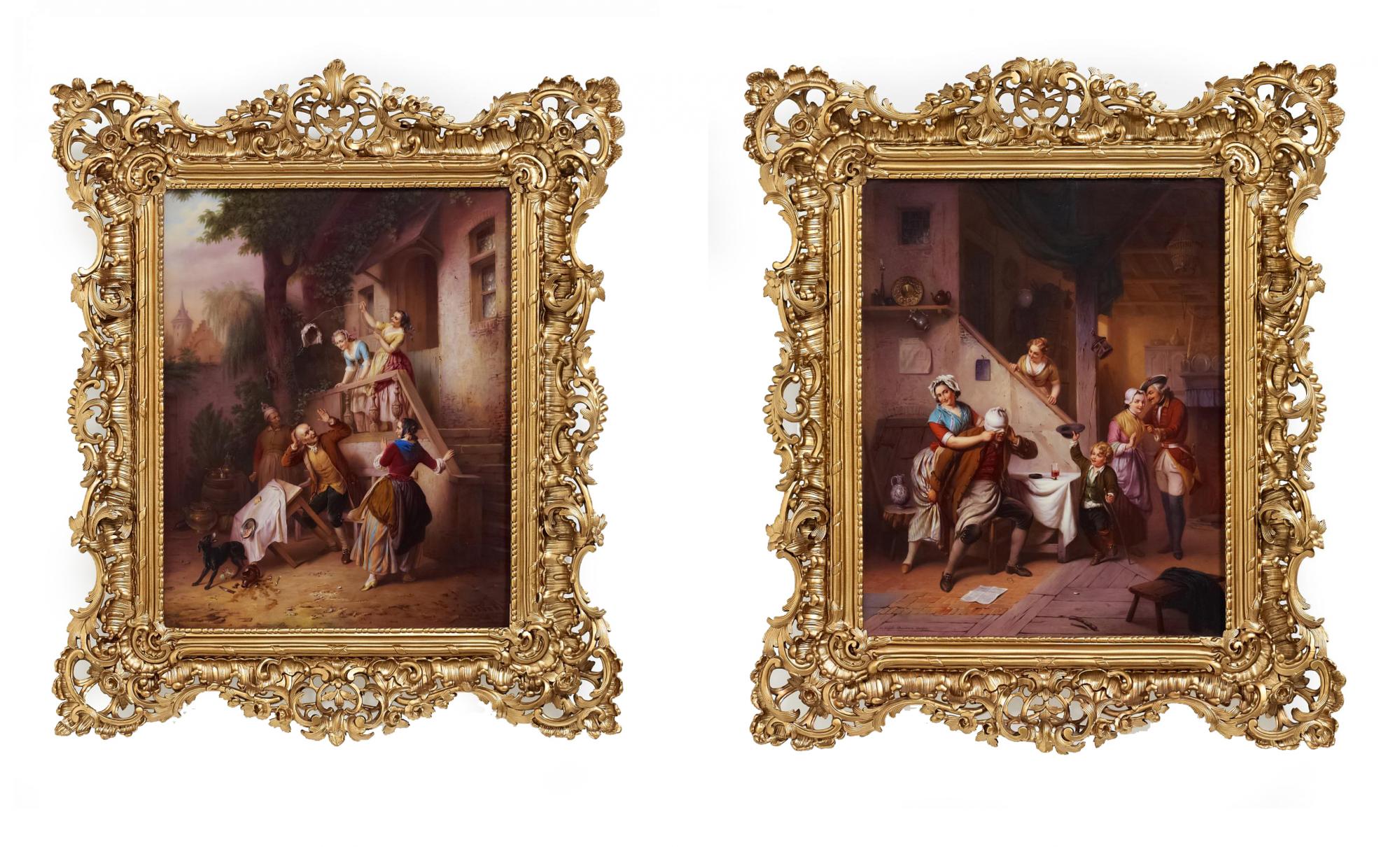 Kaiserliche Porzellanmanufaktur St Petersburg - Grosses Porzellangemaelde mit Wirtshausszene, 49218-1, Van Ham Kunstauktionen
