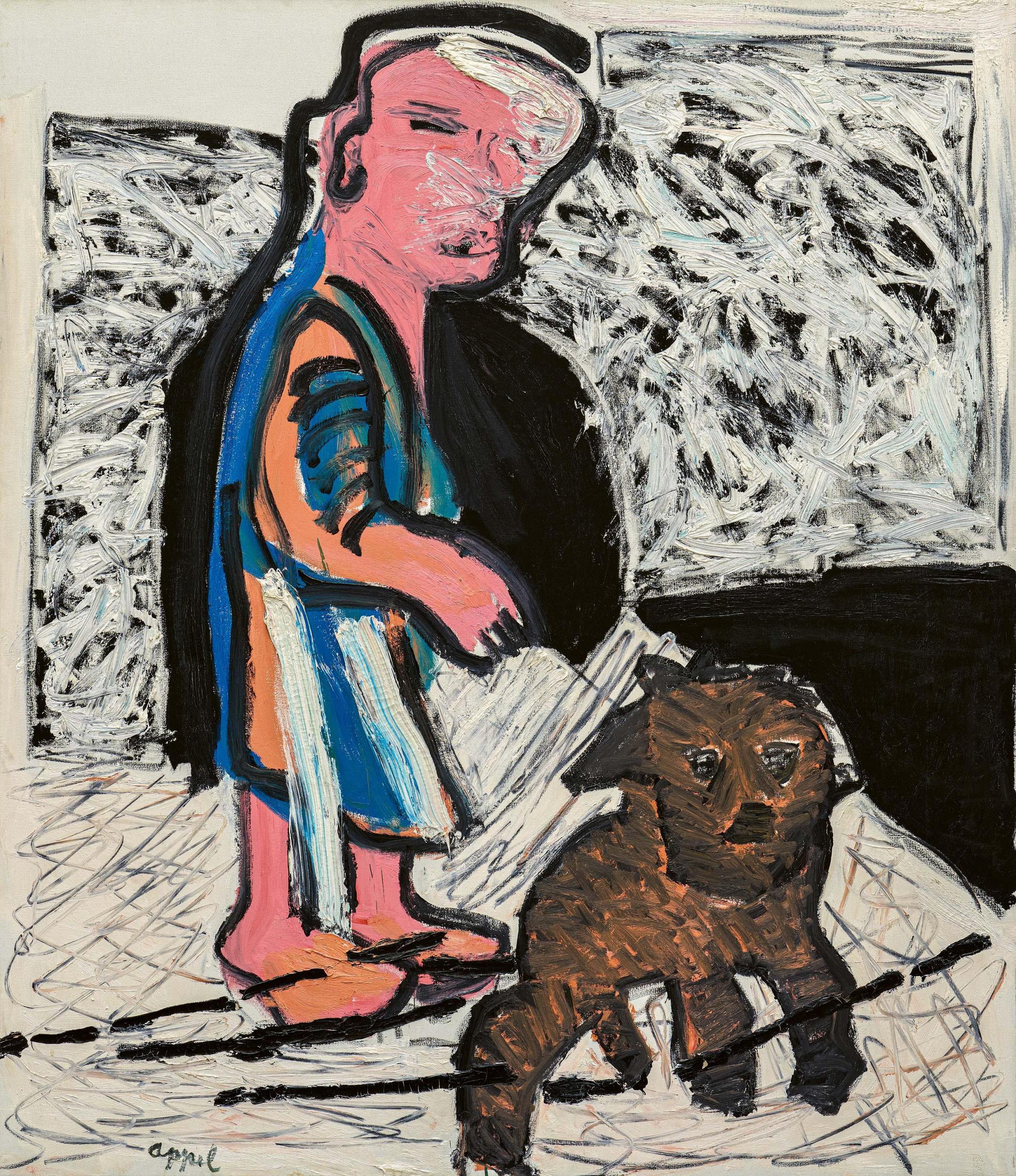 Karel Appel - Woman with dog I, 75385-11, Van Ham Kunstauktionen