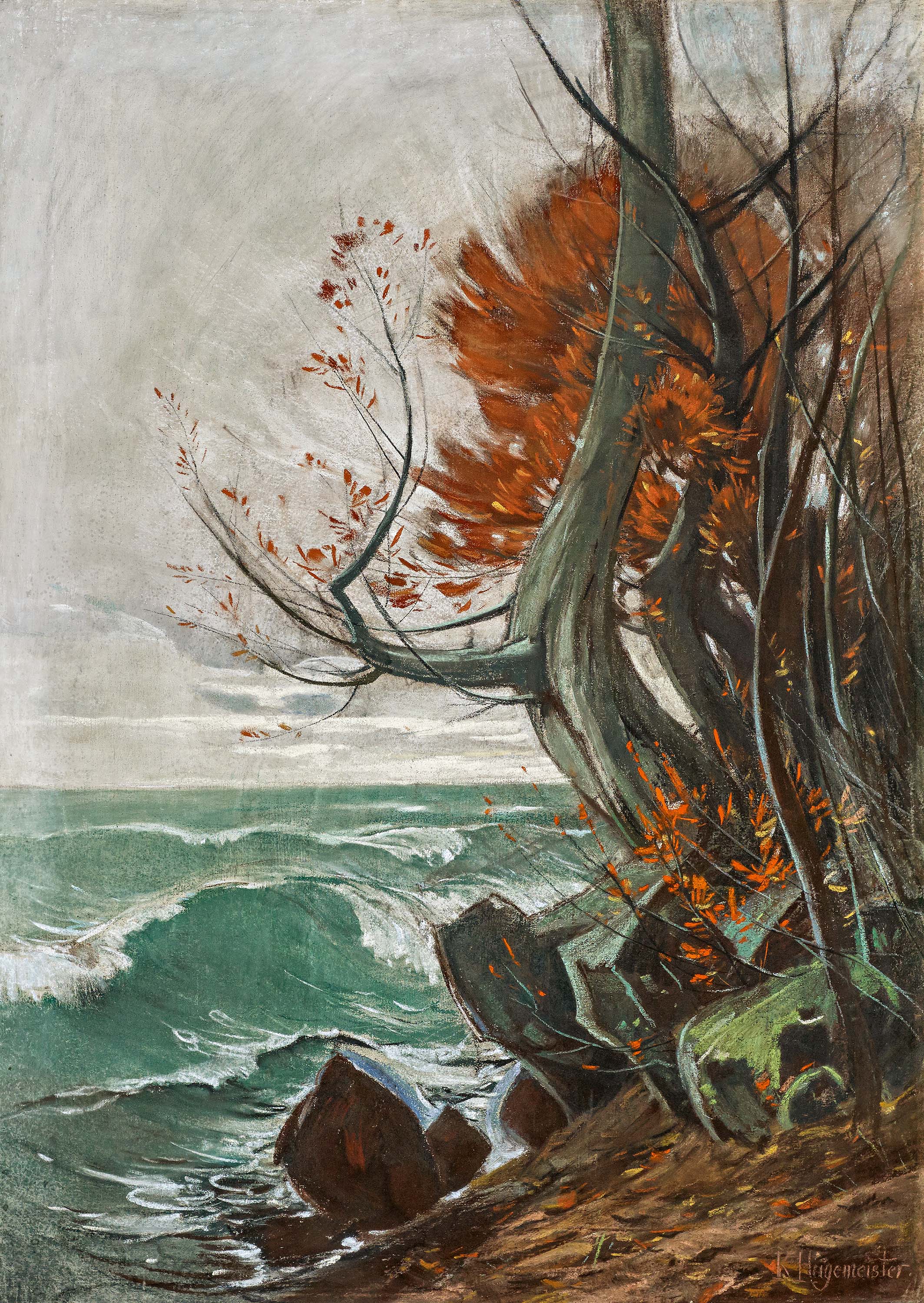Karl Hagemeister - Strandbild mit Buche und rotem Laub im Herbst, 69514-1, Van Ham Kunstauktionen