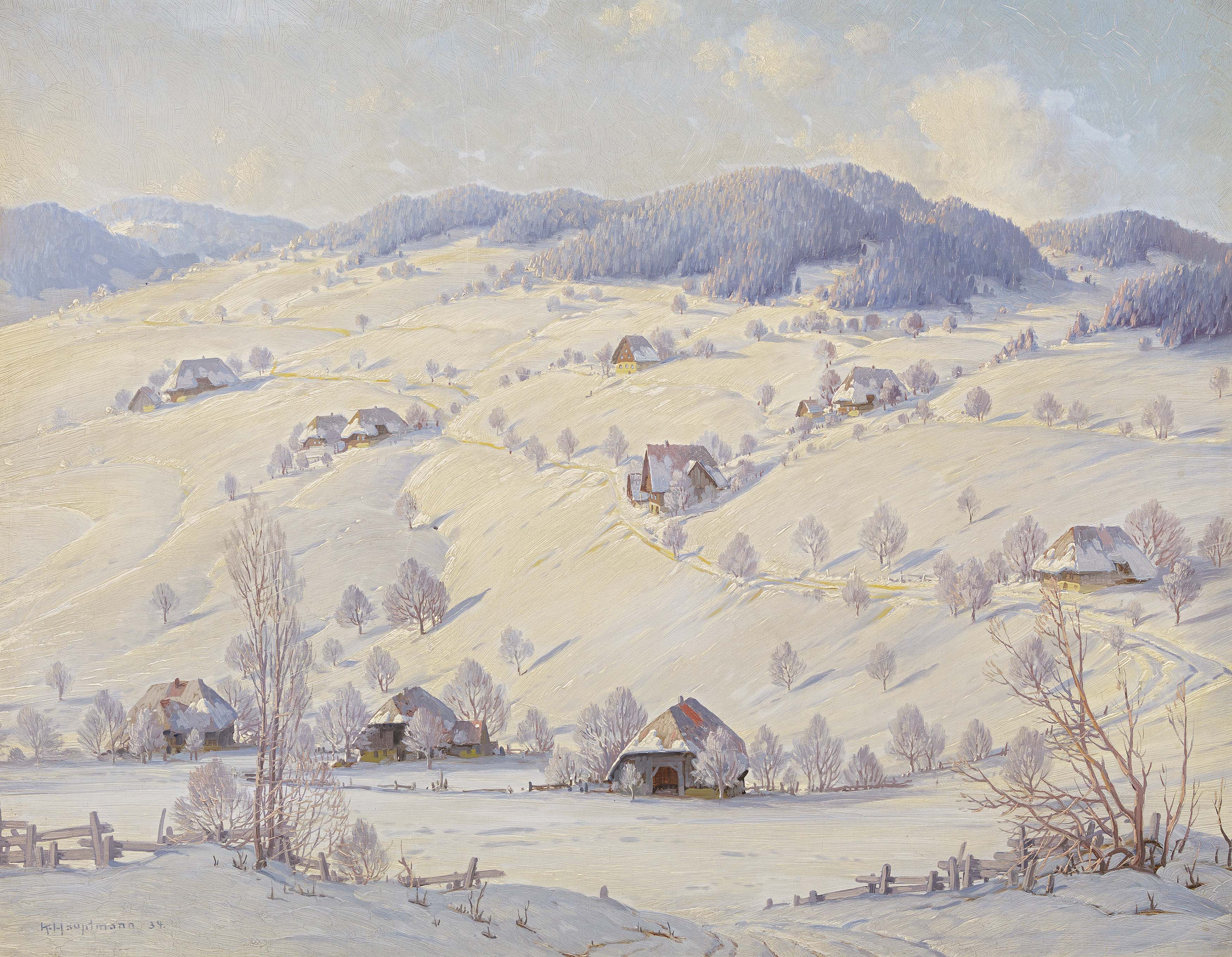 Karl Hauptmann - Wintertag im Schwarzwald, 74134-1, Van Ham Kunstauktionen