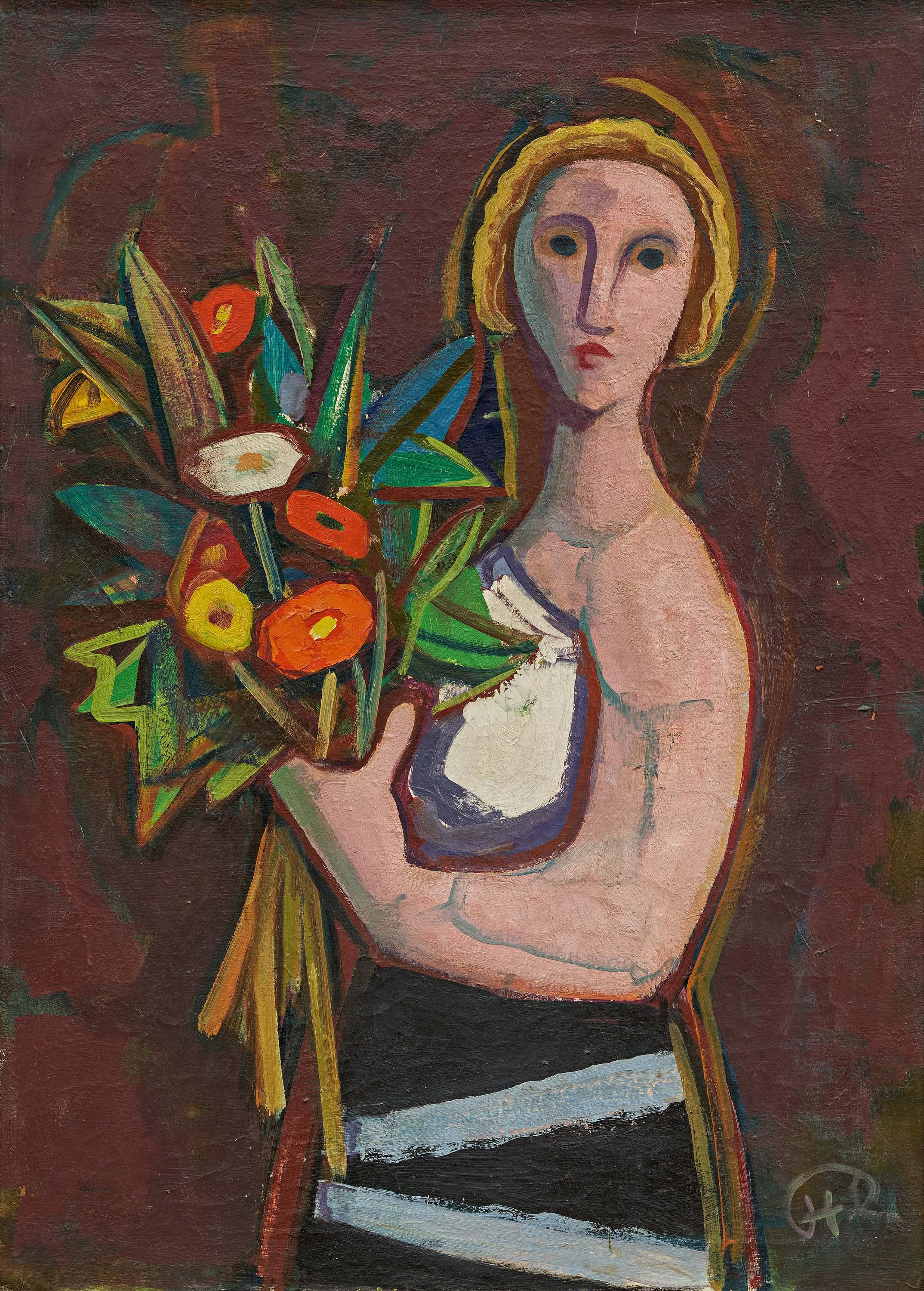 Karl Hofer - Frau mit Blumen, 70422-1, Van Ham Kunstauktionen