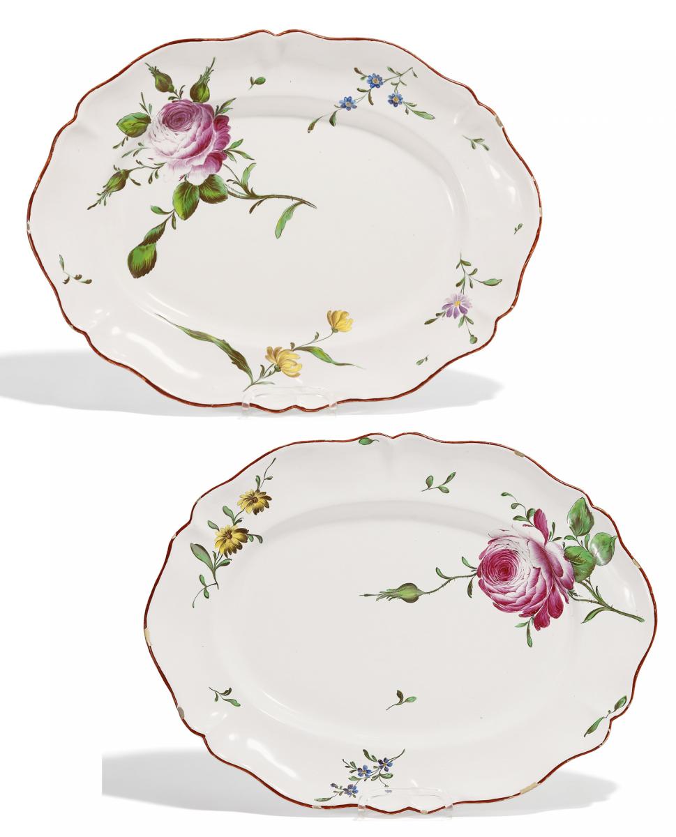 Kiel - Zwei ovale Platten mit Blumendekor, 56232-40, Van Ham Kunstauktionen