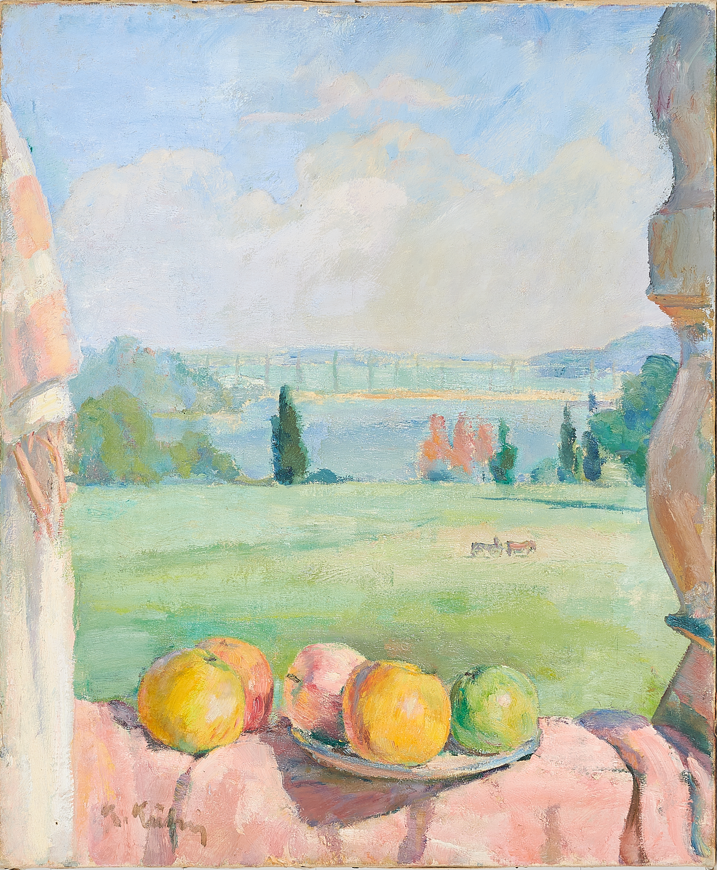 Kurt Kuehn - Stillleben mit Aepfeln auf der Veranda des Ateliers oberhalb des Sees, 76314-96, Van Ham Kunstauktionen