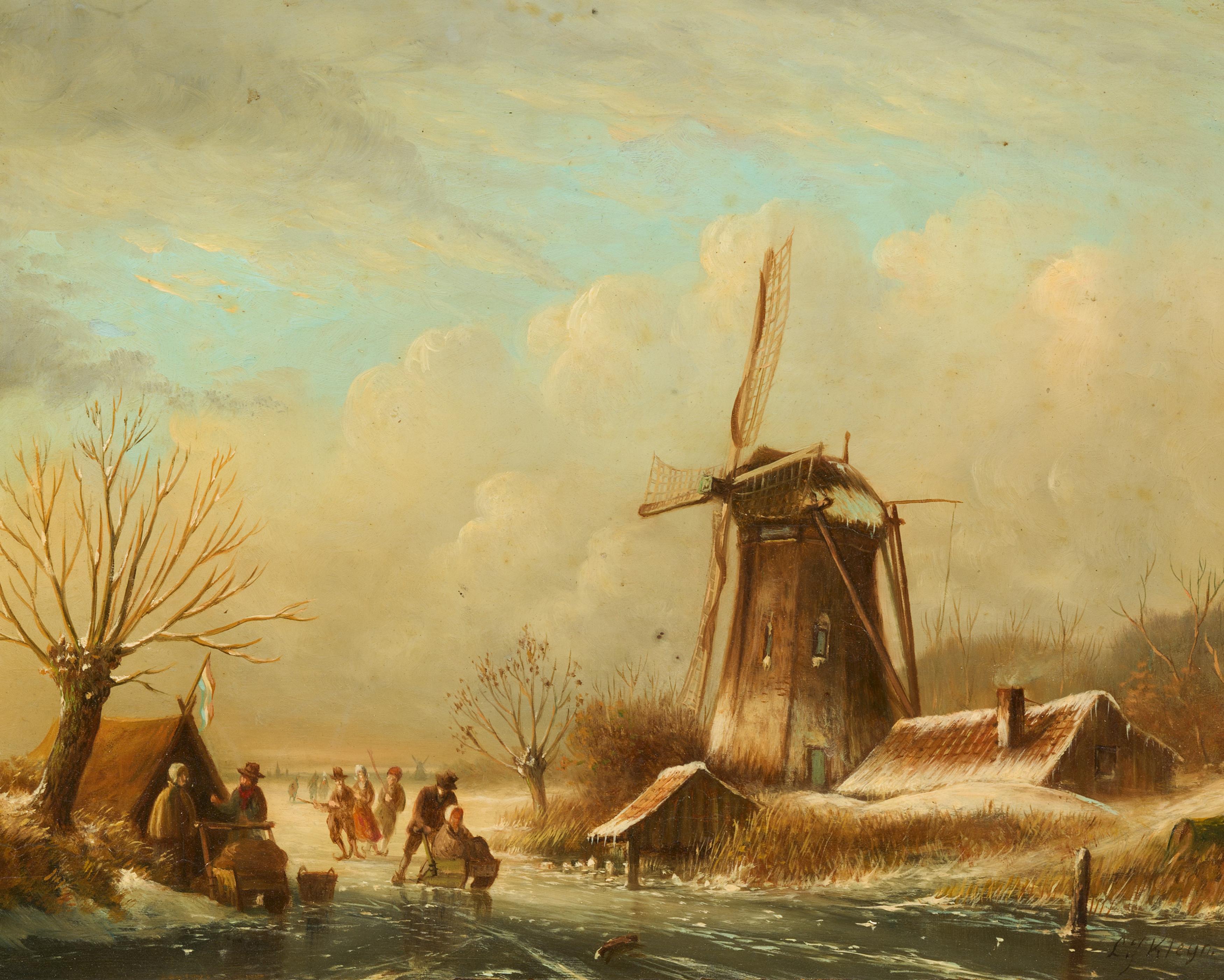 Lodewijk Johannes Kleijn - Wintertag am zugefrorenen Kanal, 75365-8, Van Ham Kunstauktionen