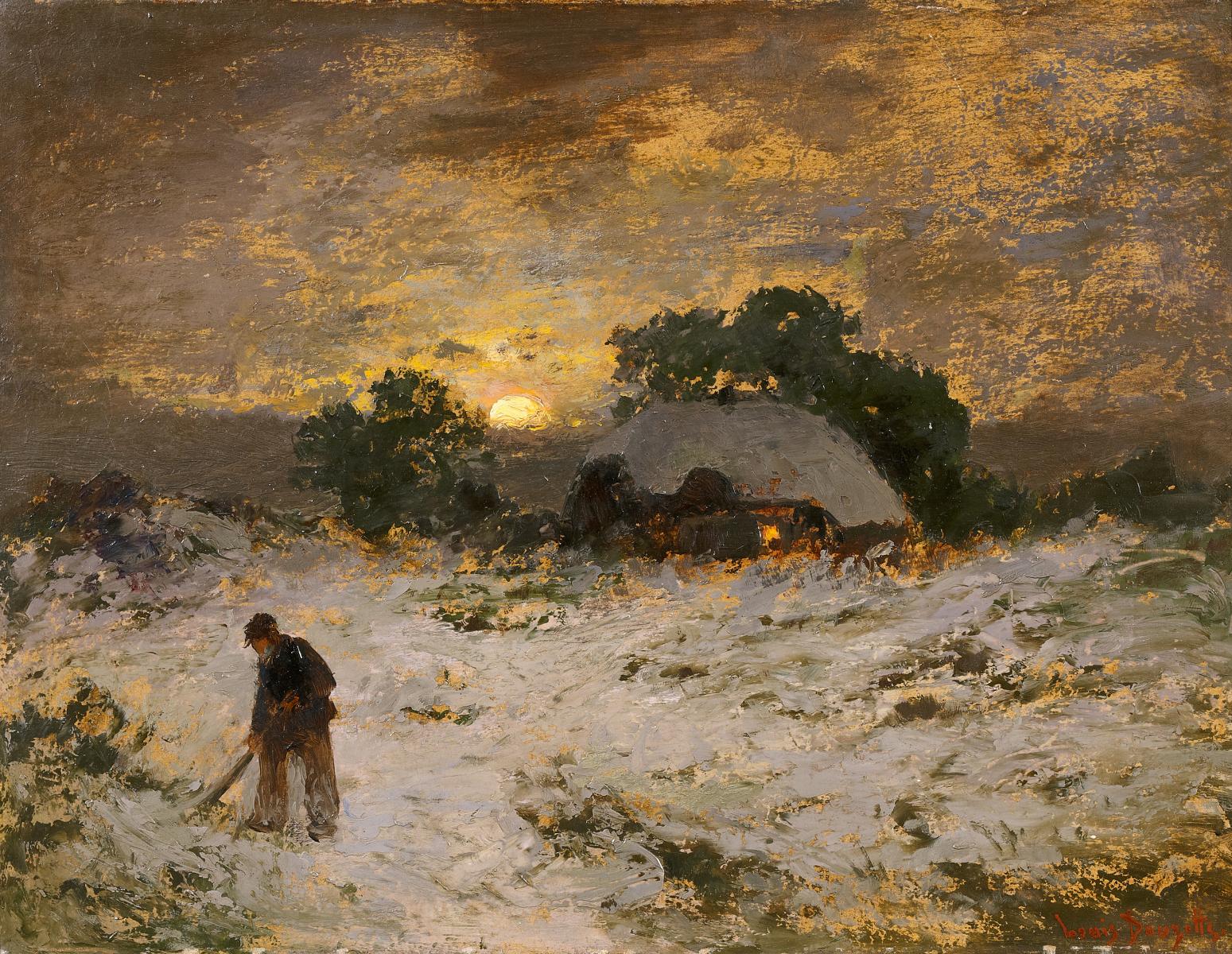 Louis Douzette - Winterlandschaft bei Sonnenuntergang, 55012-1, Van Ham Kunstauktionen