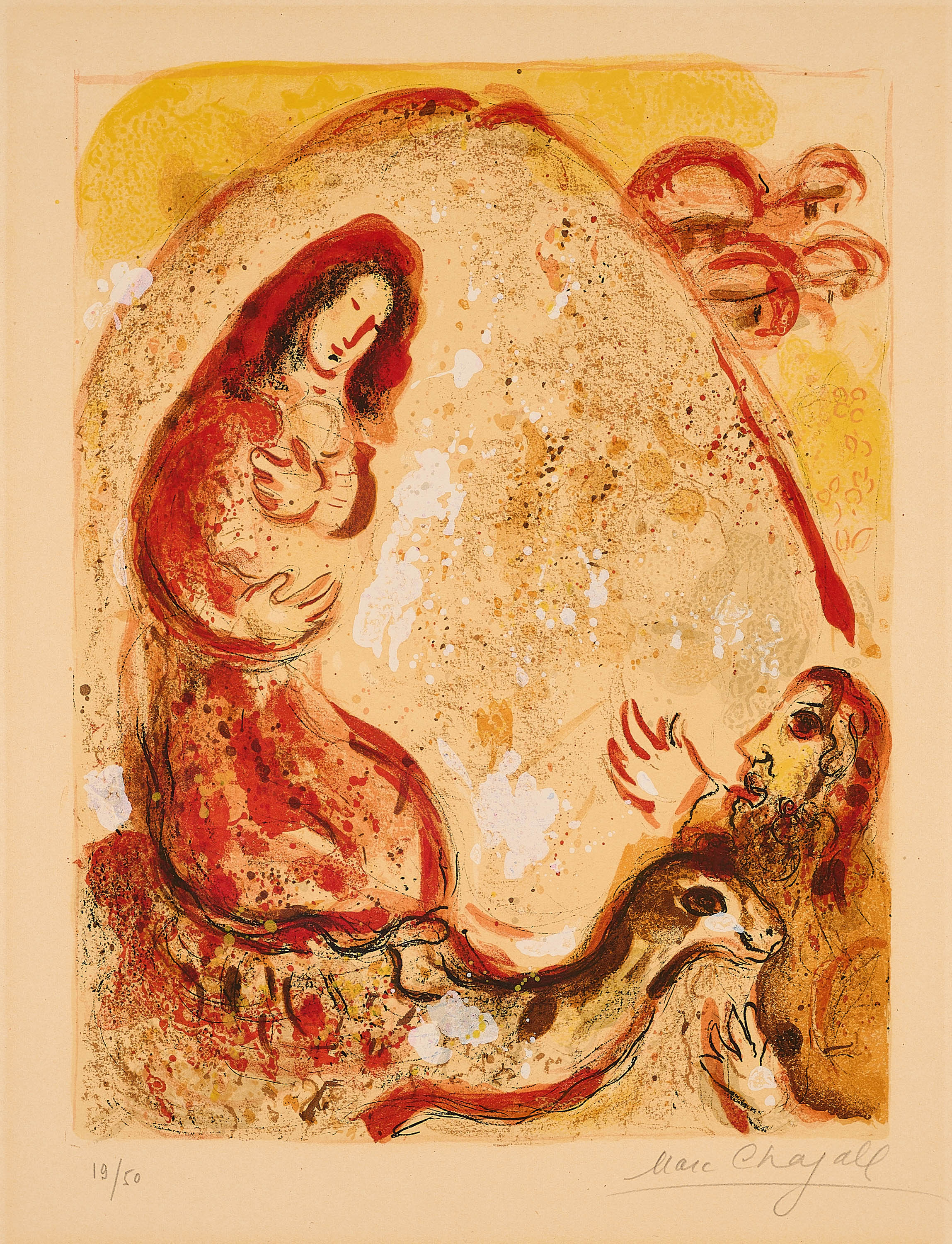 Marc Chagall - Rahel entwendet die Goetzenbilder ihres Vaters Aus Dessins pour la Bible, 76851-3, Van Ham Kunstauktionen