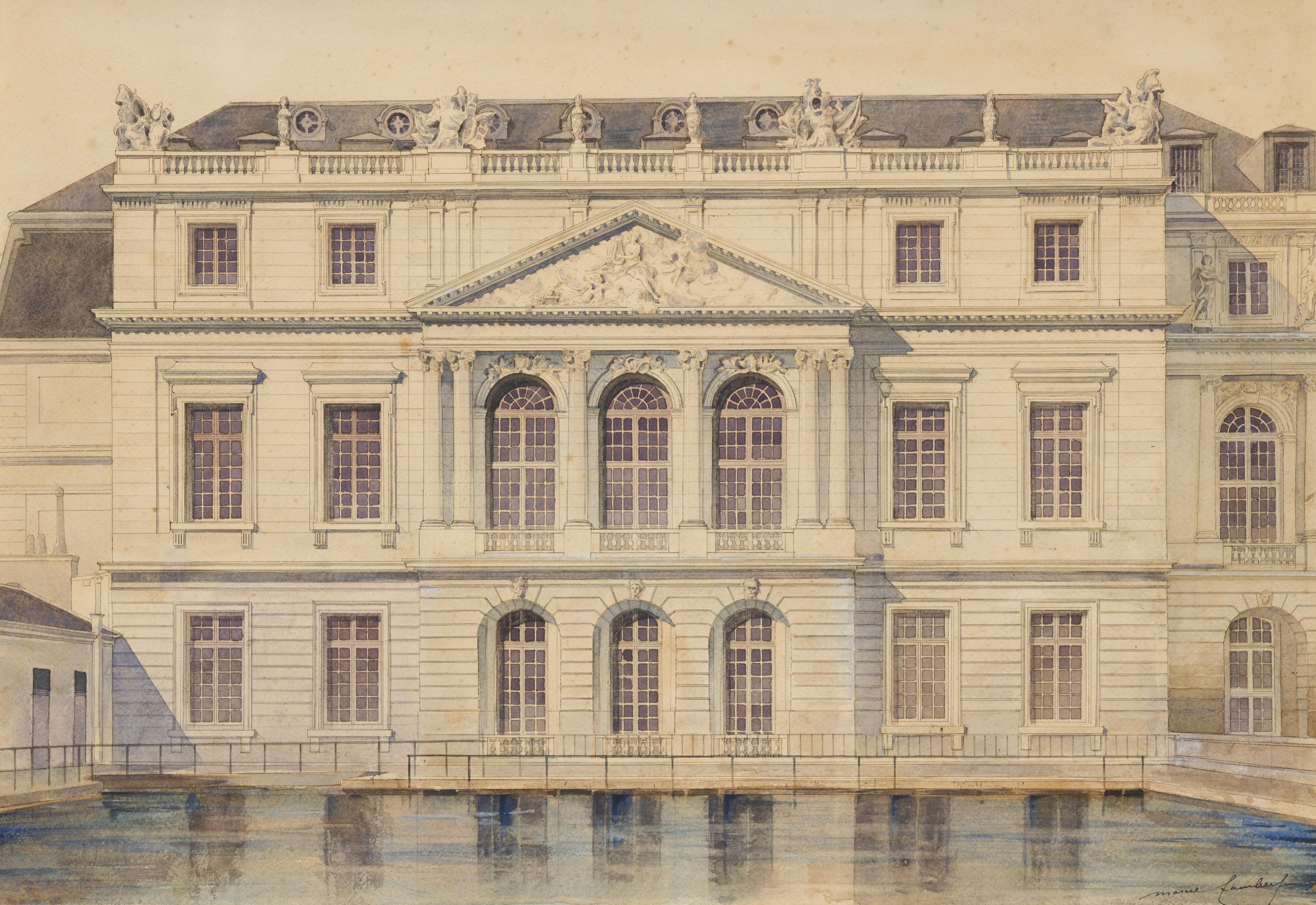 Marcel Lambert - Nordfassade von Schloss Versailles mit Blick auf die Reservoirs, 79636-2, Van Ham Kunstauktionen