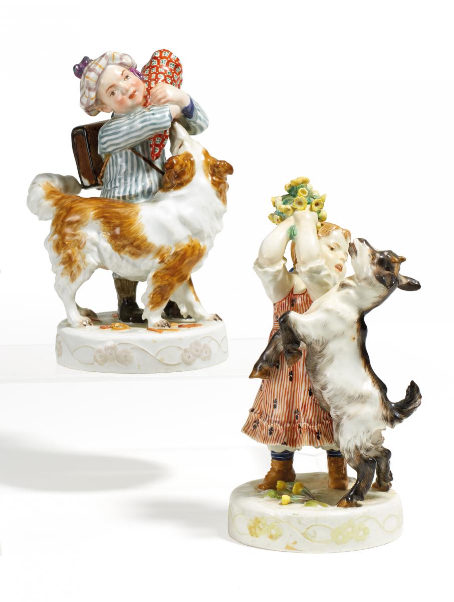 Meissen - Knabe mit Hund und Maedchen mit Ziege, 64509-7, Van Ham Kunstauktionen