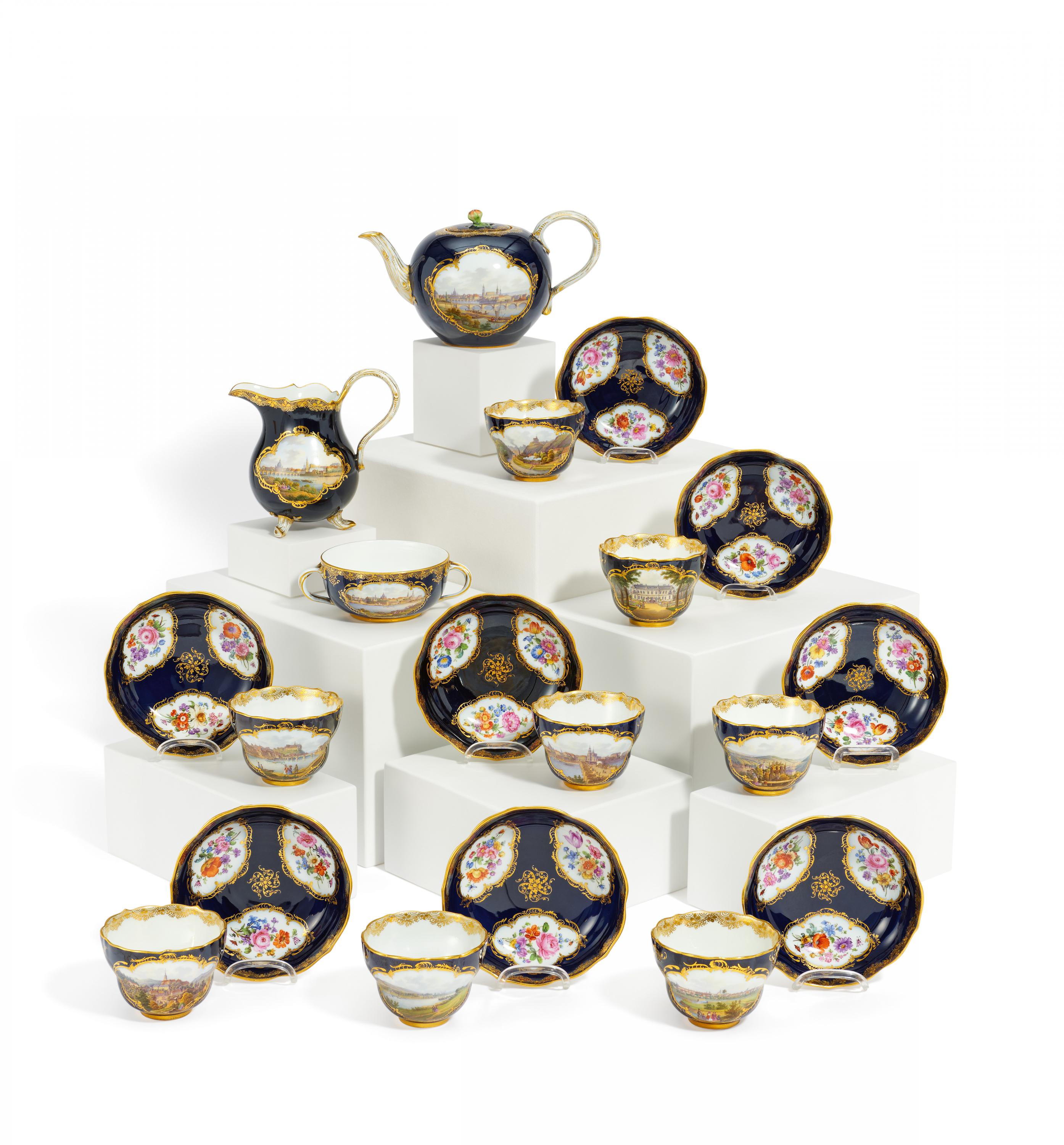 Meissen - Teeservice mit saechsischen Ansichten fuer sechs Personen, 81588-16, Van Ham Kunstauktionen