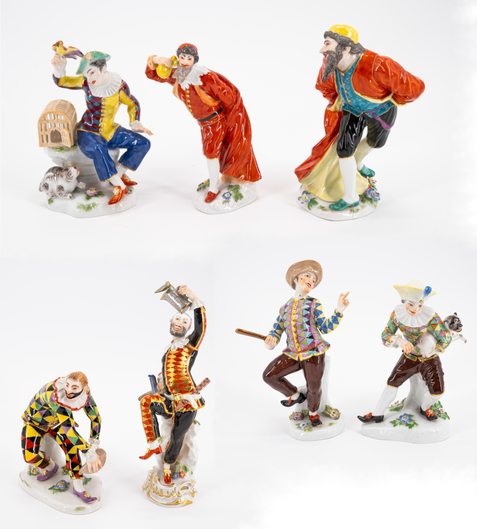 Meissen - Vier grosse und drei kleine Figuren aus der Commedia dellArte, 76933-2, Van Ham Kunstauktionen
