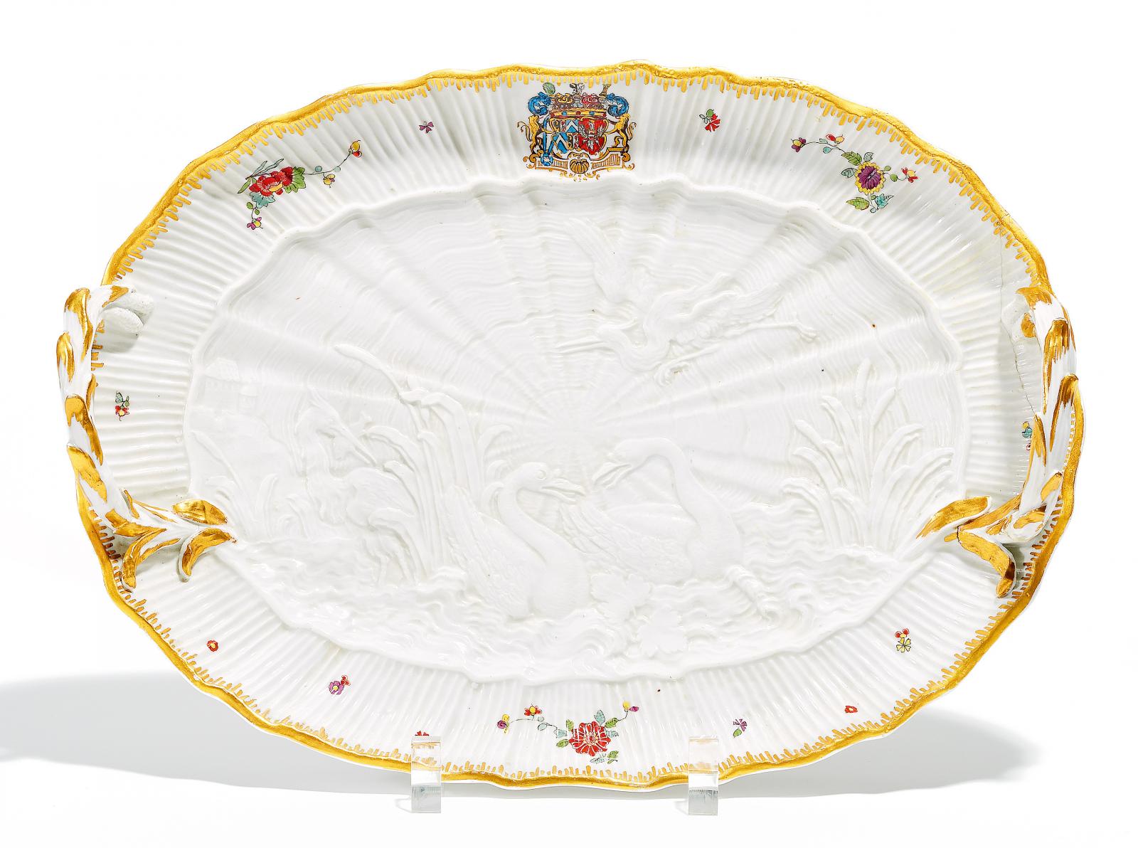 Meissen - Ovale Platte mit Schilfhenkeln aus dem Schwanenservice, 56986-2, Van Ham Kunstauktionen