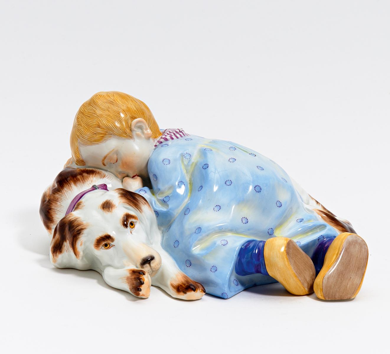 Meissen - Schlafendes Kind mit Hund, 65117-2, Van Ham Kunstauktionen