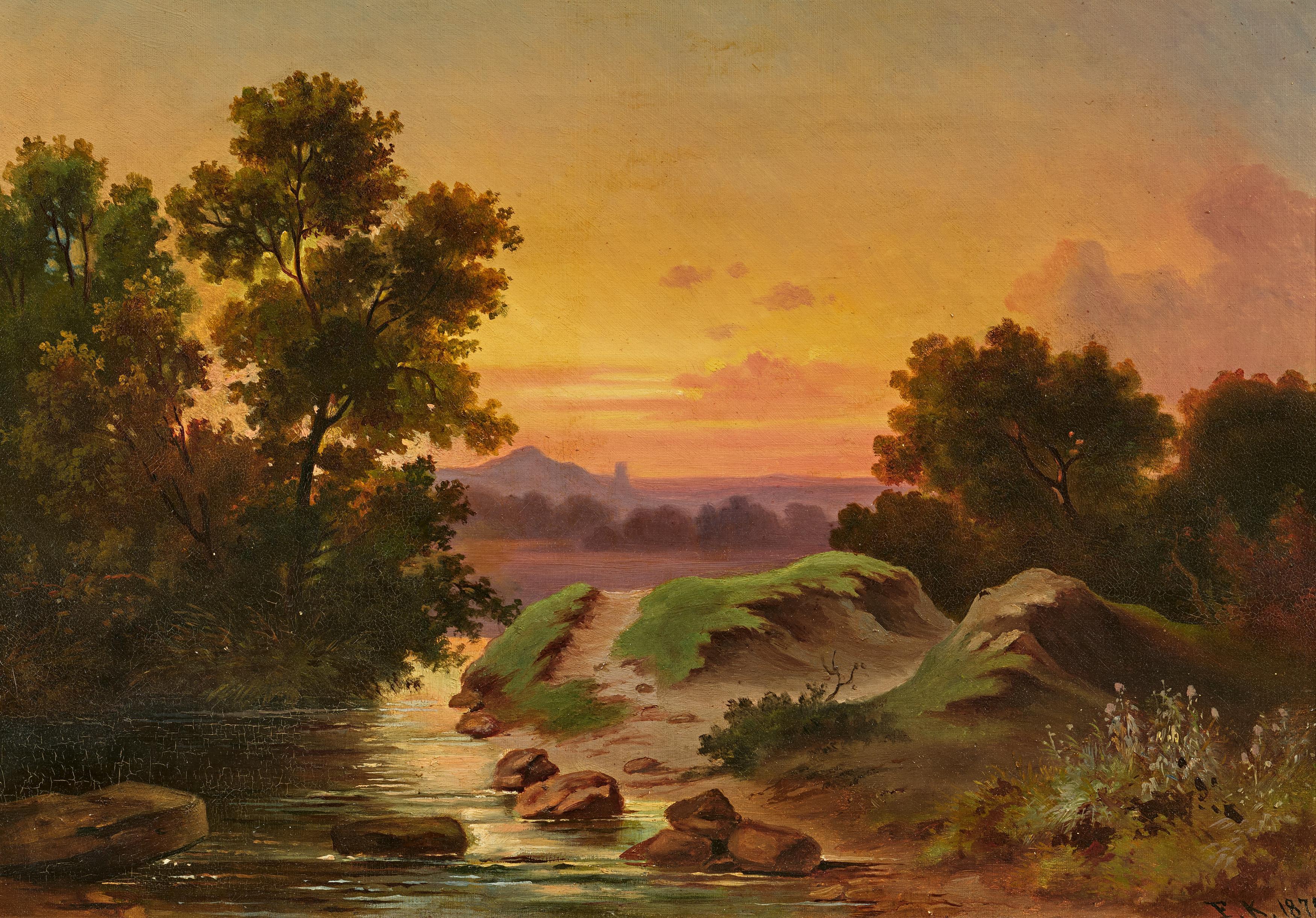 Monogrammist - Landschaft mit Bachlauf im Abendlicht, 81823-3, Van Ham Kunstauktionen