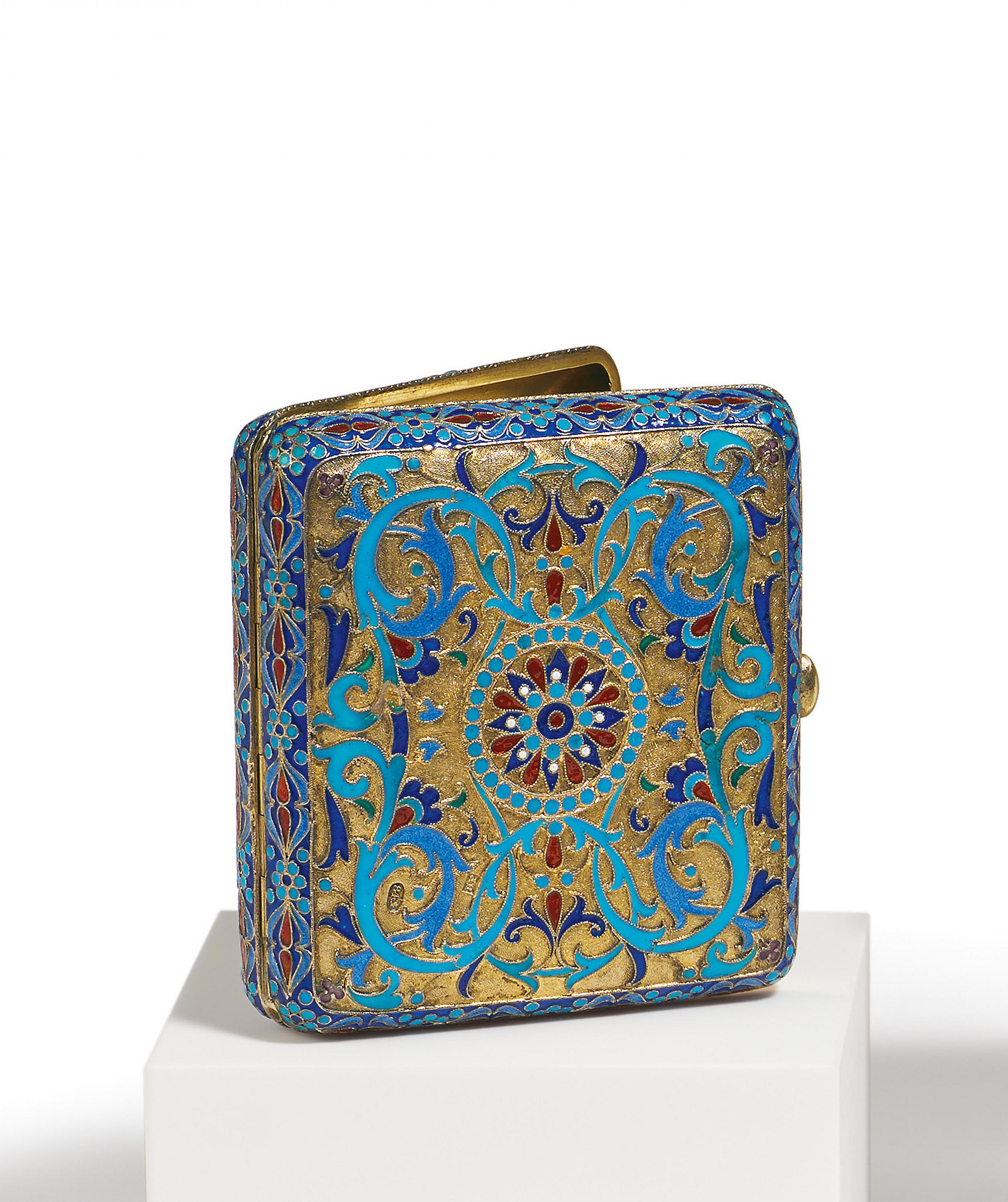 Moskau - Zigarettenetui mit Vogeldekor in farbigem Email, 80693-21, Van Ham Kunstauktionen