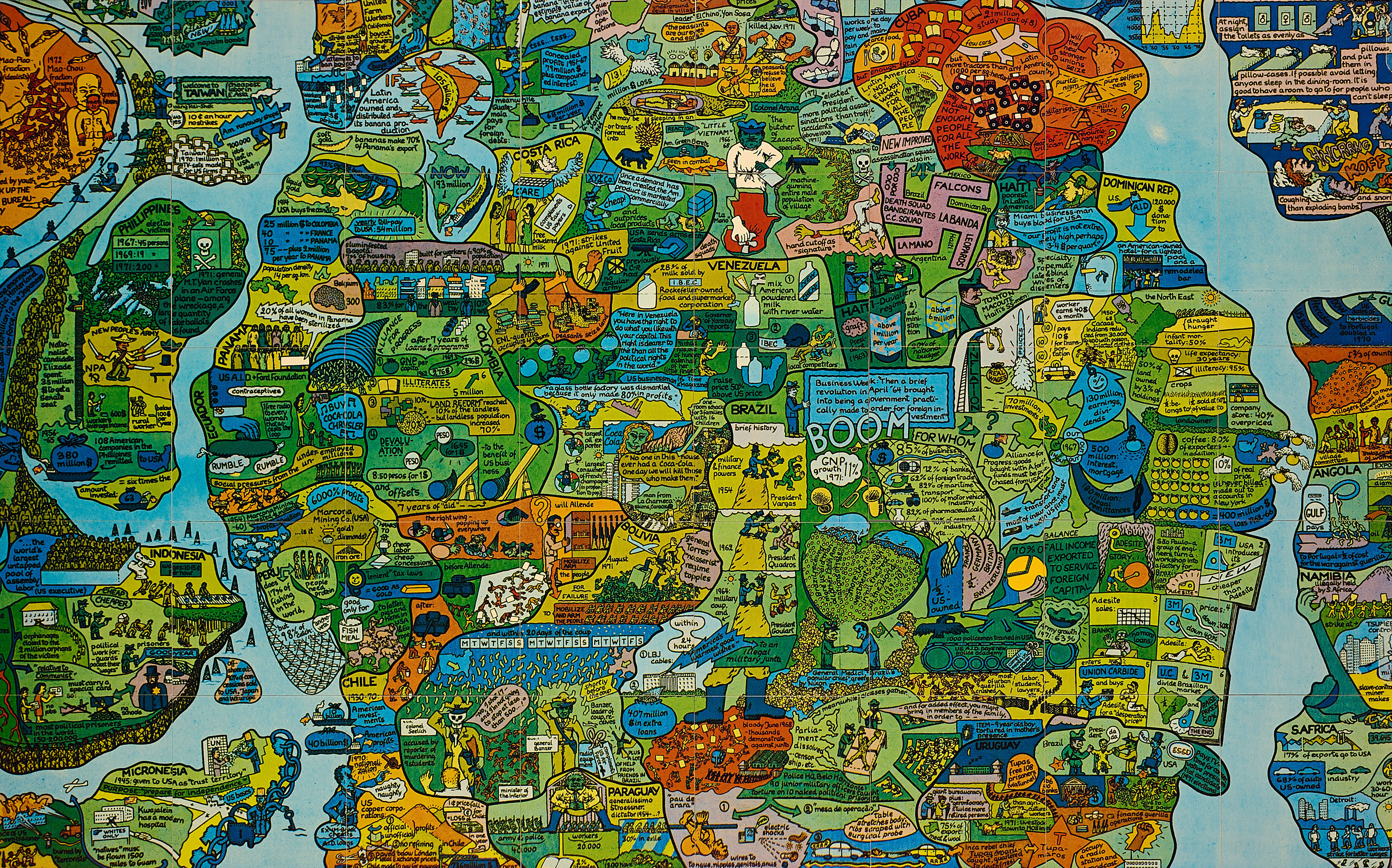 Oeyvind Fahlstroem - Section of World Map - A Puzzle, 77533-3, Van Ham Kunstauktionen
