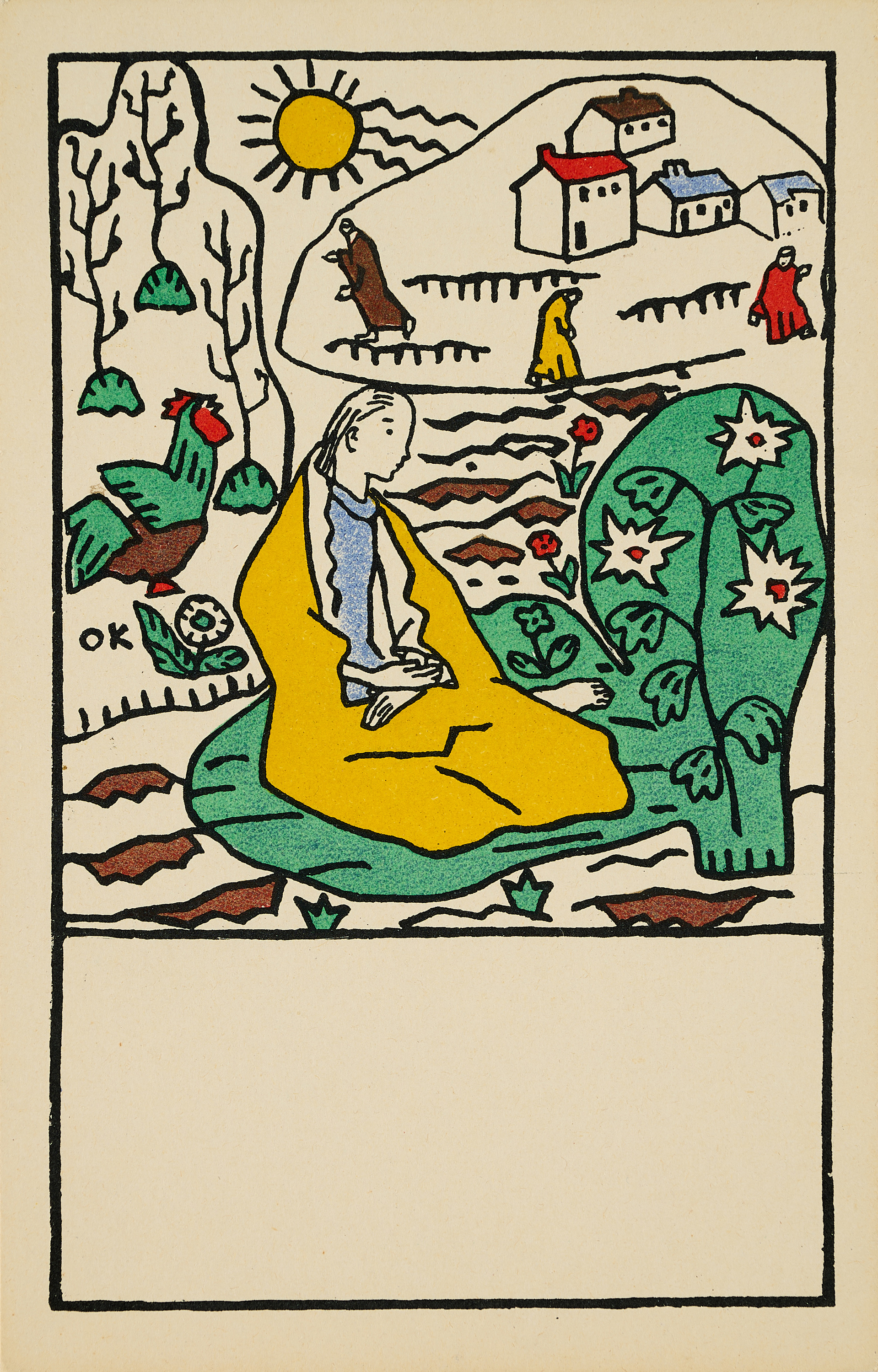 Oskar Kokoschka - Maedchen auf Wiese vor einem Dorf, 80374-270, Van Ham Kunstauktionen