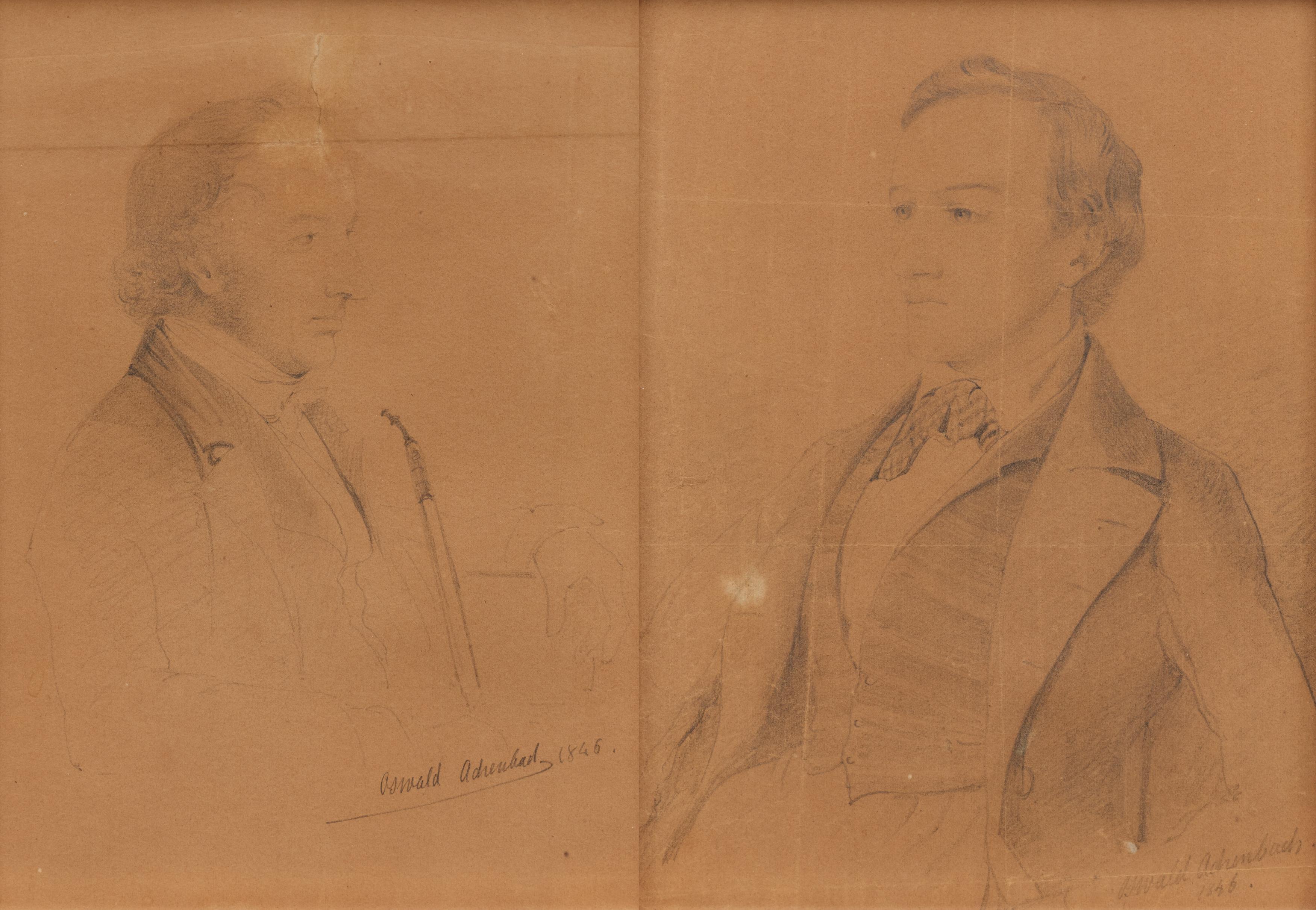 Oswald Achenbach - Zwei Zeichnungen Herrenportraets, 81968-8, Van Ham Kunstauktionen