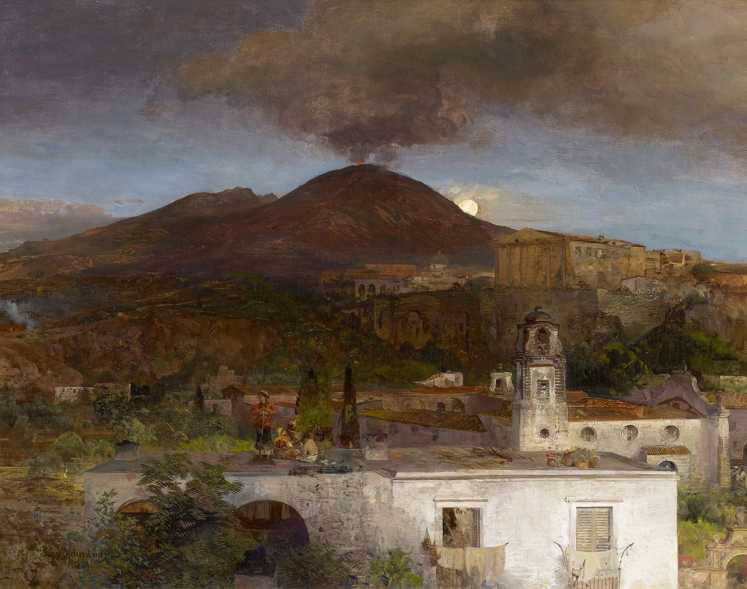 Oswald Achenbach - Mondnacht ueber Neapel mit Blick auf den Vesuv, 60124-1, Van Ham Kunstauktionen