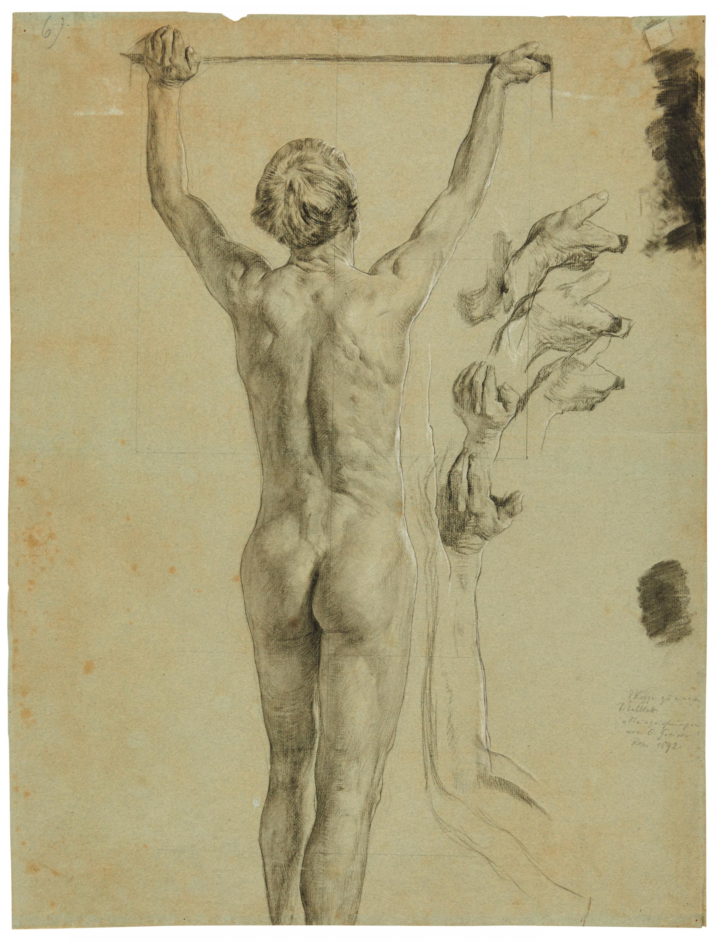 Otto Greiner - Aktstudie eines Knaben von hinten sowie Handstudien, 76588-4, Van Ham Kunstauktionen