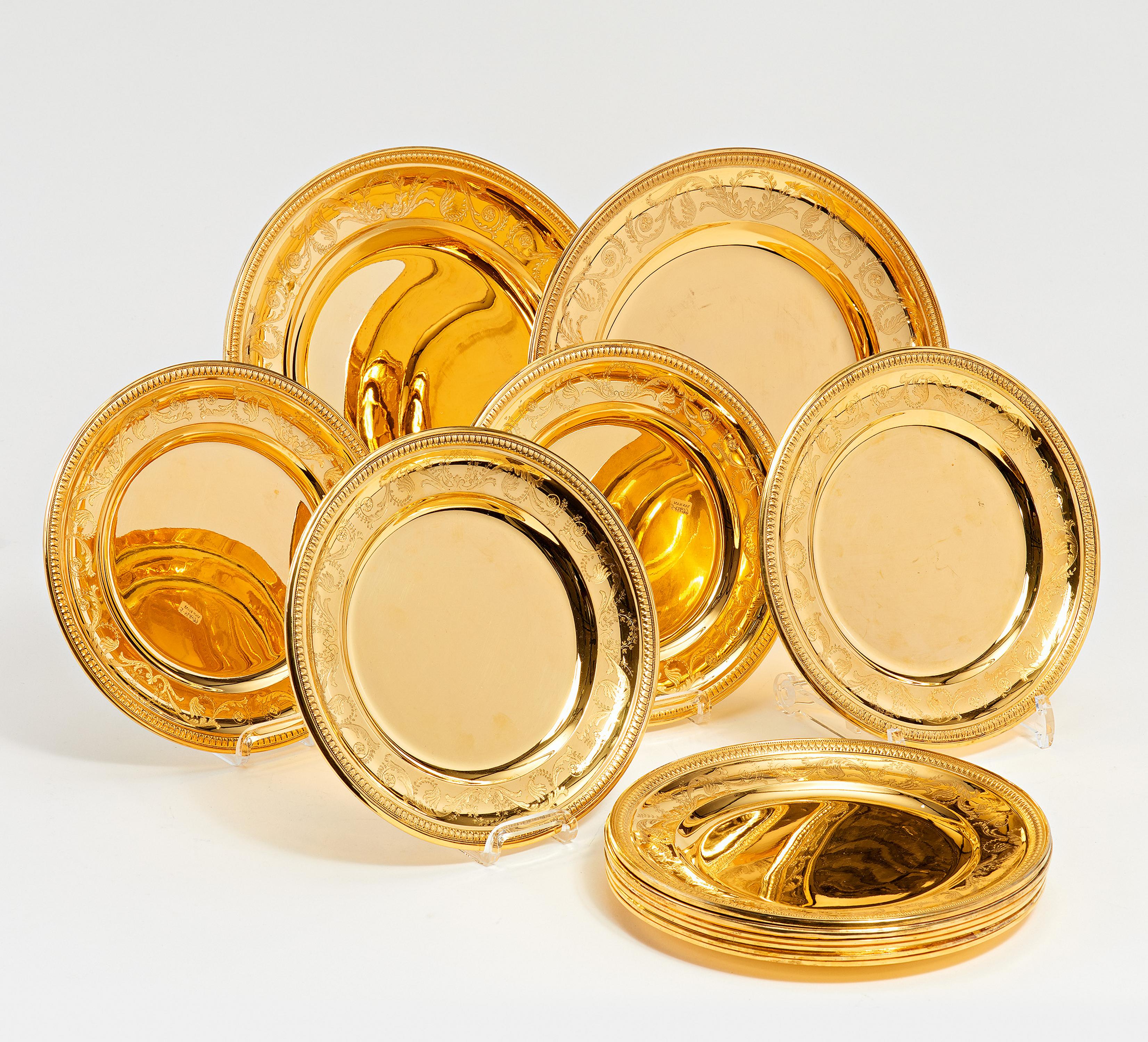 Paris - 10 Vermeil Platzteller amp zwei passende Platten Stil Empire, 66997-5, Van Ham Kunstauktionen