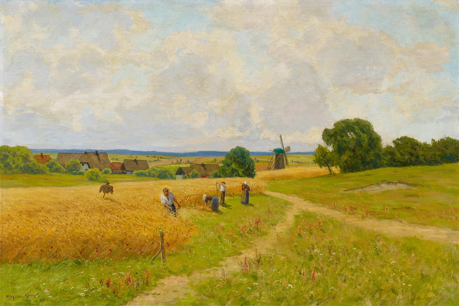 Paul Mueller-Kaempff - Bauern bei der Kornernte bei Ahrenshoop, 65819-1, Van Ham Kunstauktionen