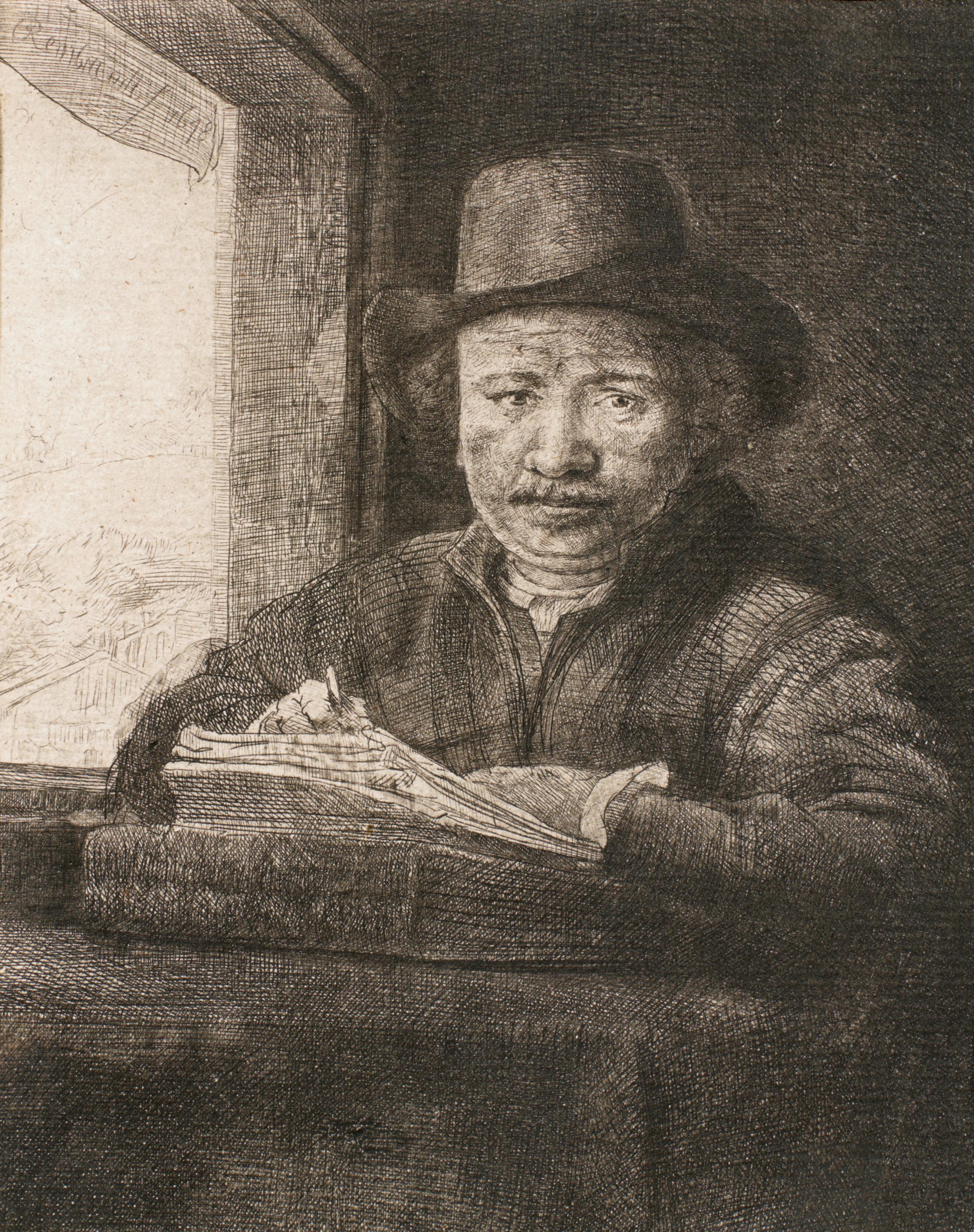 Rembrandt van Rijn - Selbstbildnis am Fenster zeichnend, 81268-1, Van Ham Kunstauktionen