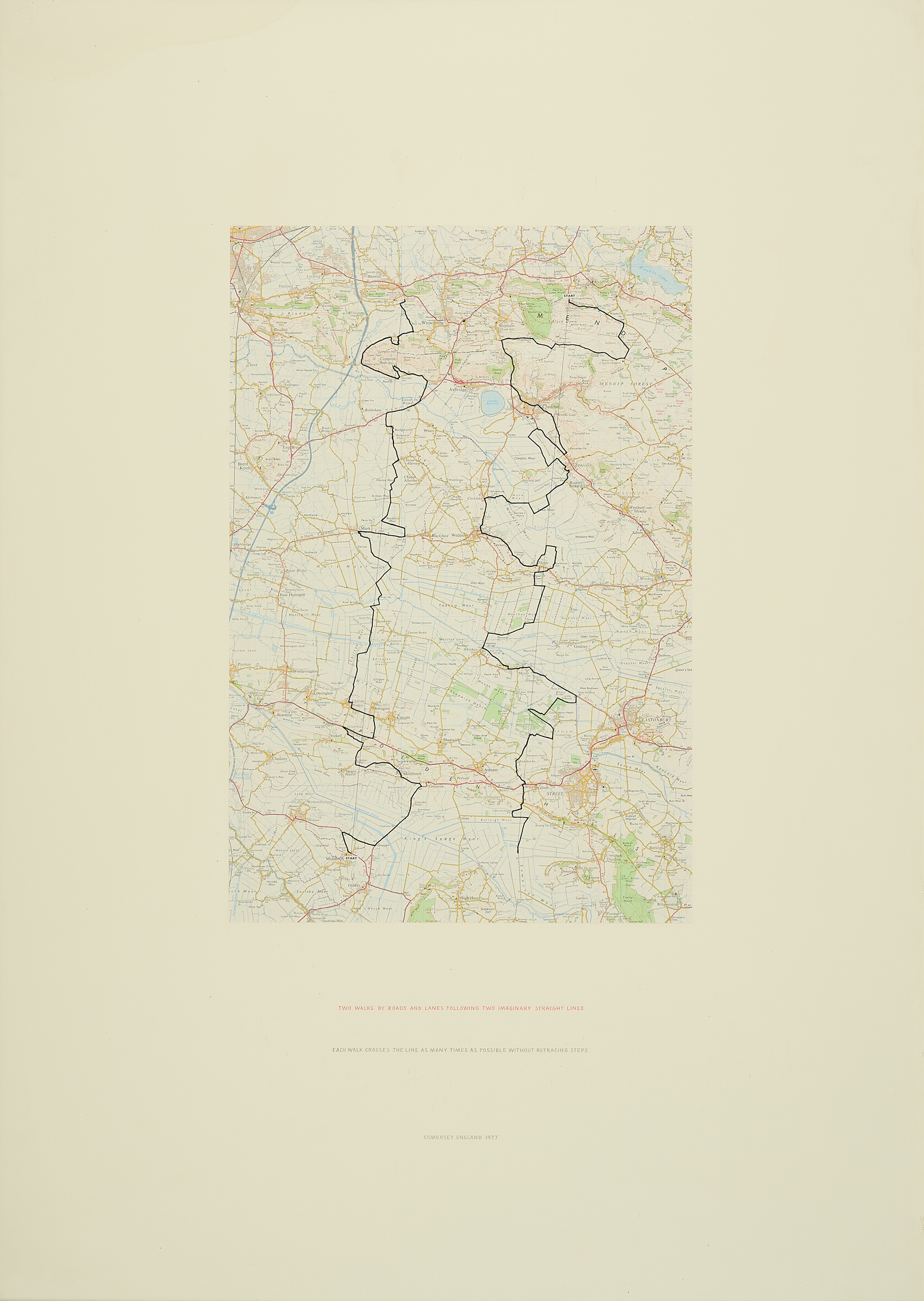 Richard Long - Two walks by roads and lanes following imaginary straight lines, 81351-64, Van Ham Kunstauktionen
