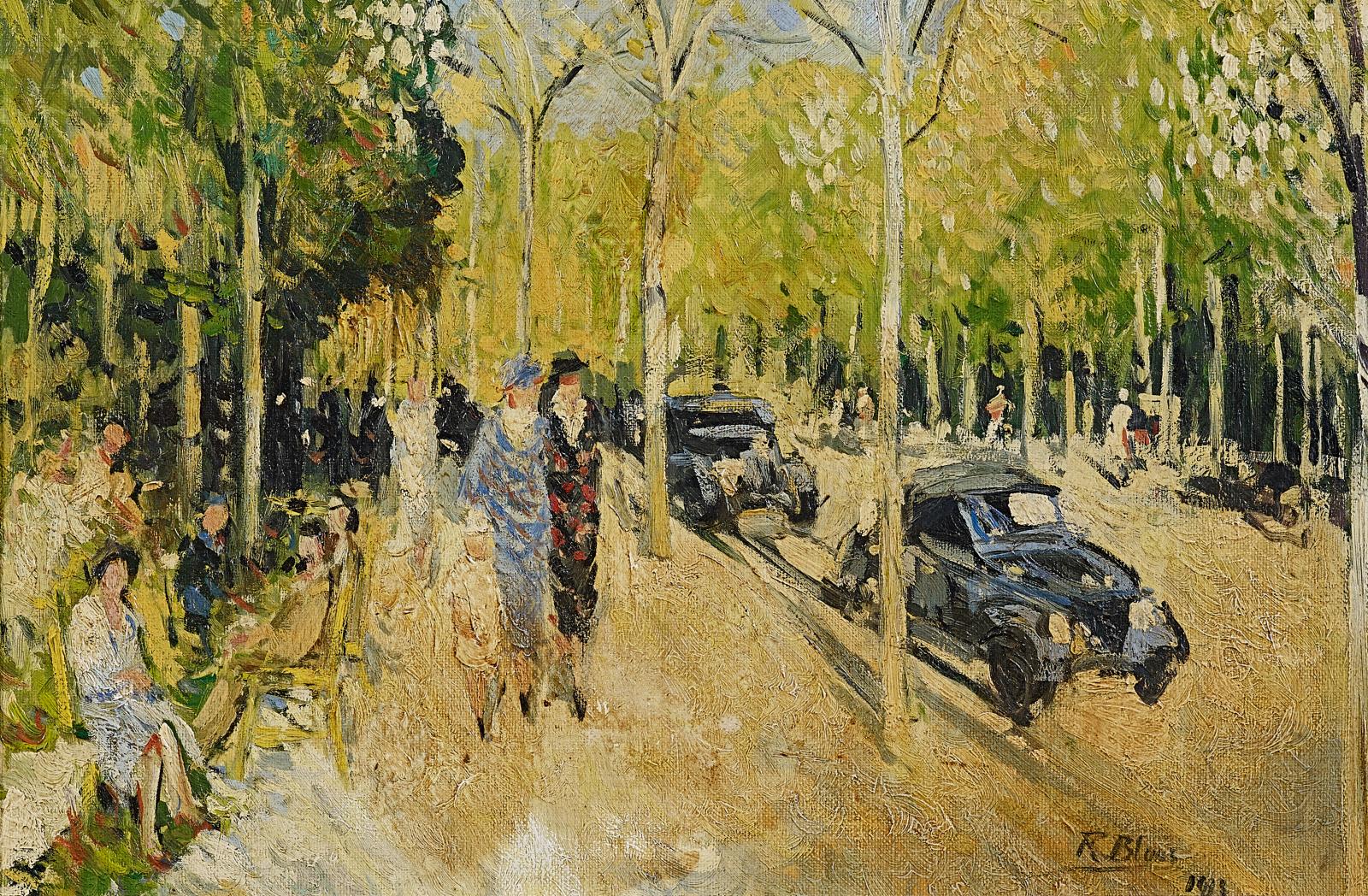 Richard Bloos - Spaziergaenger in einem Pariser Park, 60135-1, Van Ham Kunstauktionen