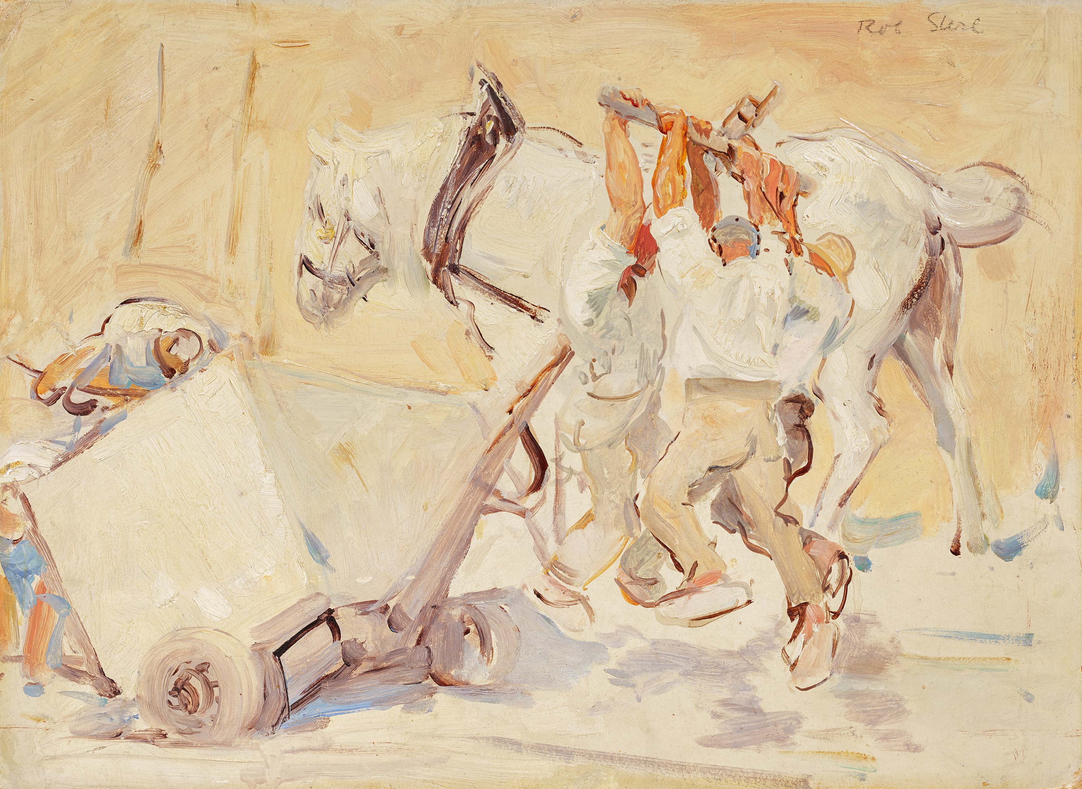 Robert Hermann Sterl - Arbeiter im Steinbruch mit Karren und Pferd, 70585-1, Van Ham Kunstauktionen