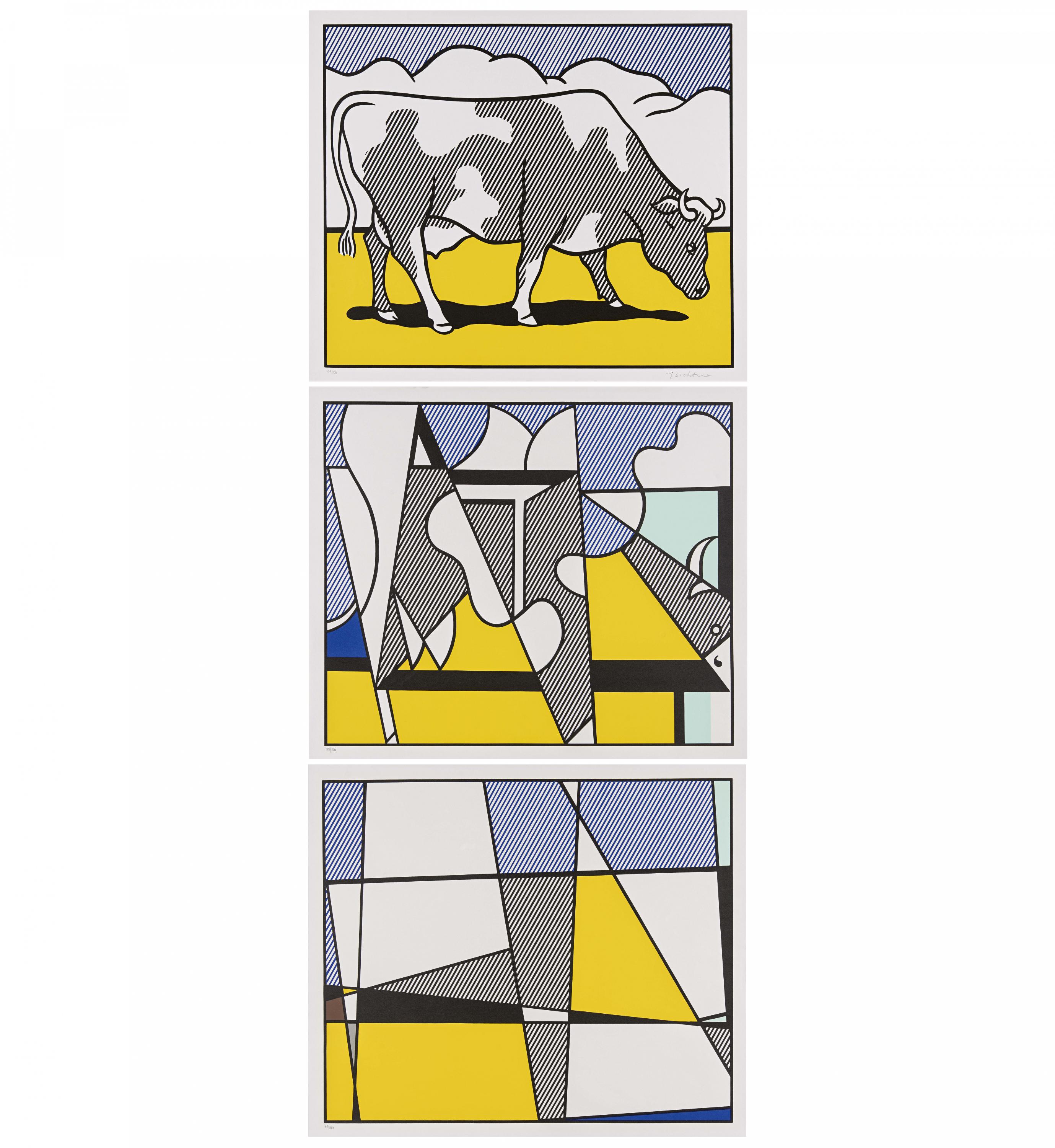 Roy Lichtenstein - Cow Triptych Cow Going Abstract, 69624-4, Van Ham Kunstauktionen
