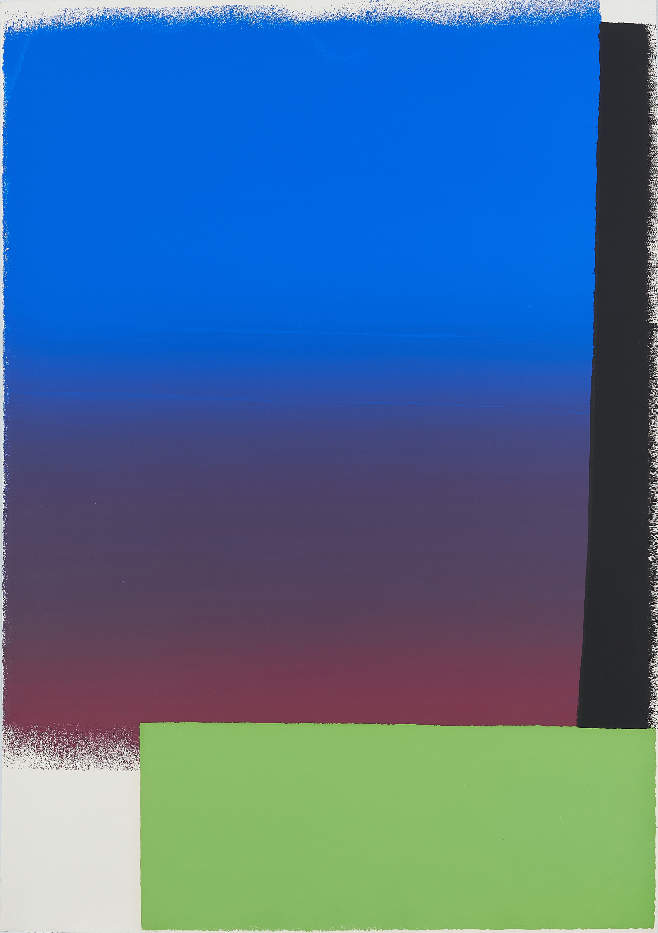 Rupprecht Geiger - Moduliertes Blau ueber leuchtgruenem Balken  blau bis rot - schwarz - leuchtgruen, 70001-189, Van Ham Kunstauktionen