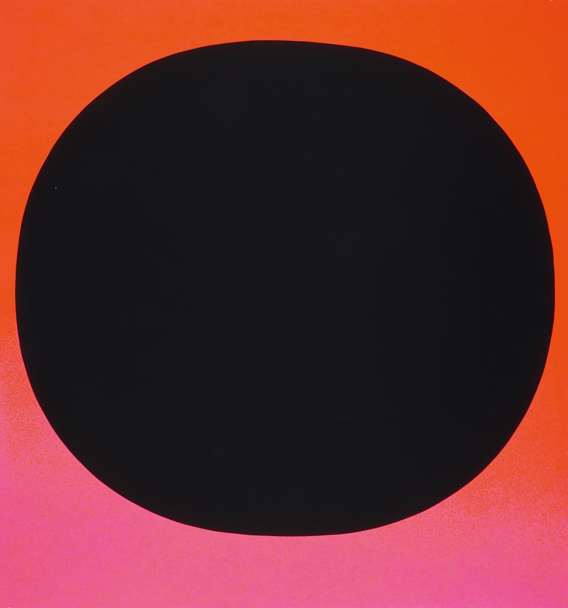Rupprecht Geiger - Rundes Schwarzschwarz auf leuchtrot kalt bis rot-orange, 57604-2, Van Ham Kunstauktionen