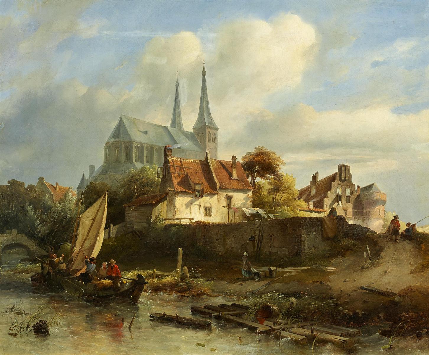 Salomon Leonardus Verveer - Capriccio mit der Bergkirche in Deventer bei sturmischem Wetter, 59199-2, Van Ham Kunstauktionen