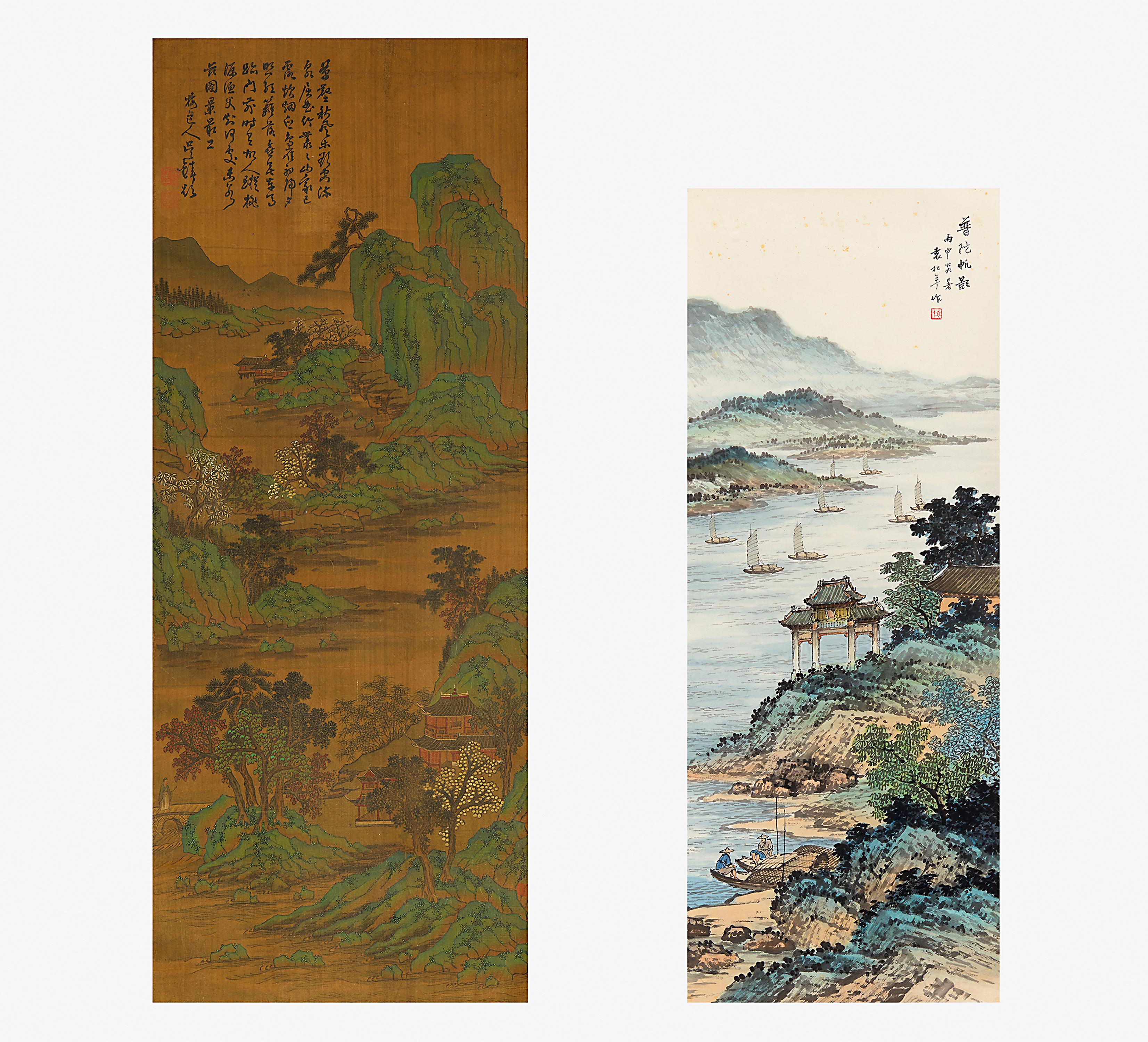 Songnian Yuan - Szene mit Schiffen und Ehrentor in Putuo, 65380-4, Van Ham Kunstauktionen